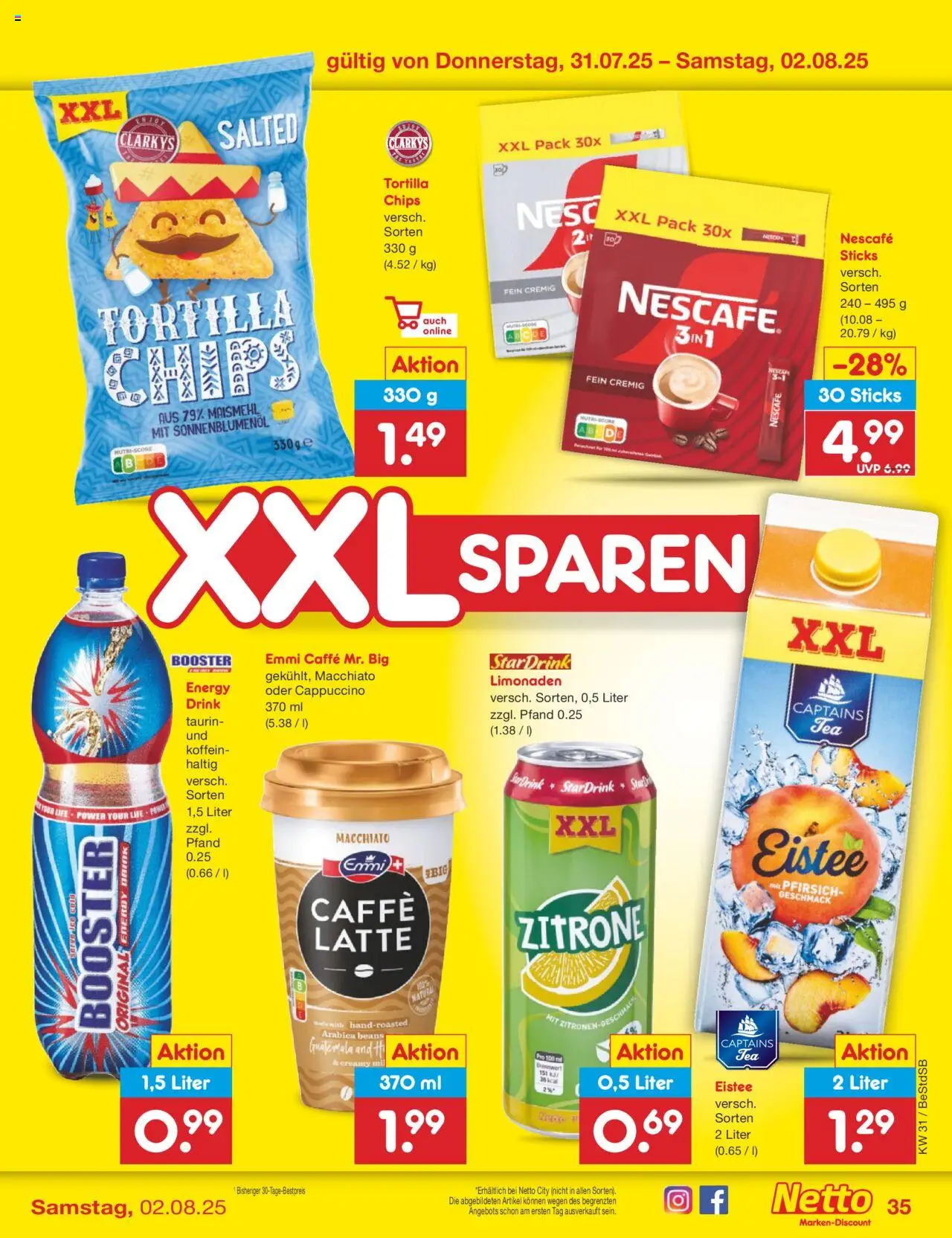 Netto Marken-Discount Prospekt 	 - gültig ab dem 28.07.2025 | Seite: 57 | Produkte: Sonnenblumenol, Zitrone, Pfirsich, Chips