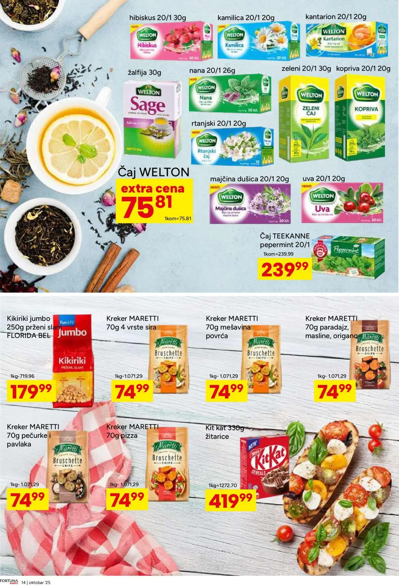 Fortuna Market katalog - važi od 13.10.2025 | Strana: 14 | Proizvode: Žitarice, Kikiriki, Čaj, Pavlaka