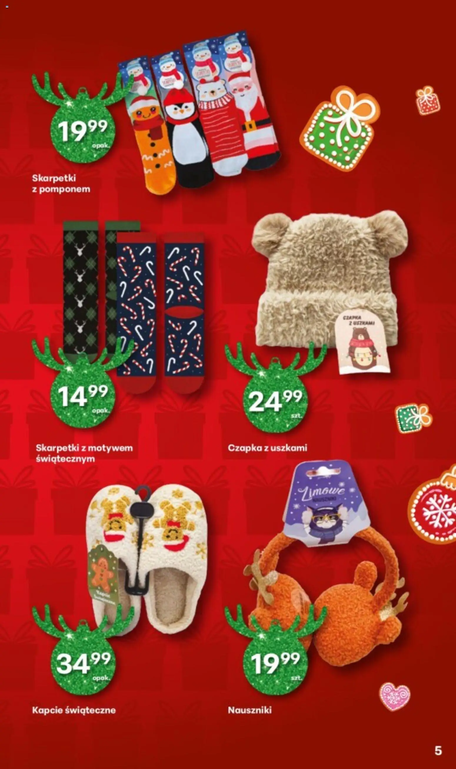 Delikatesy Centrum Gazetka - Prezenty  od 27.11.2025 | Strona: 5 | Produkty: Kapcie, Czapka, Skarpetki