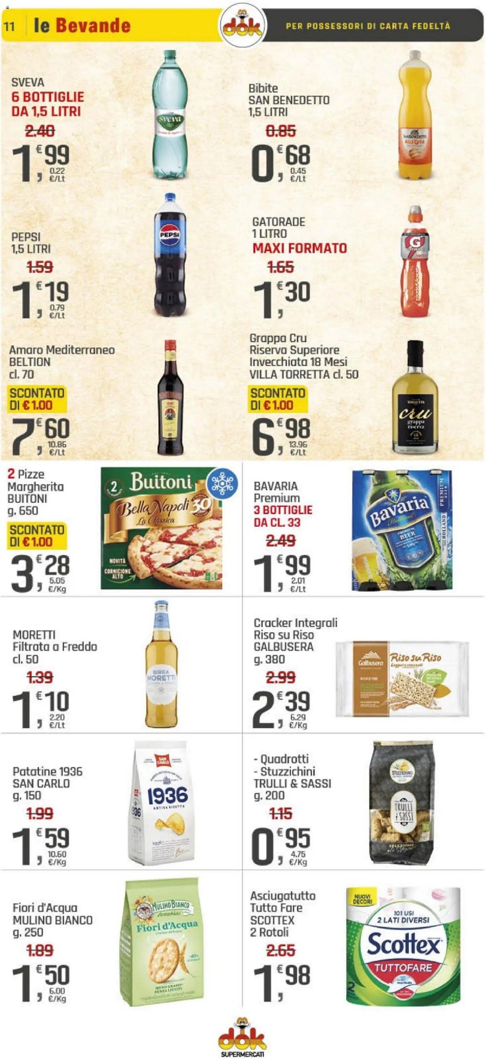 Volantino DOK del 09.01.2026 | Pagina: 11 | Prodotti: Patatine, Pepsi, Grappa, Amaro
