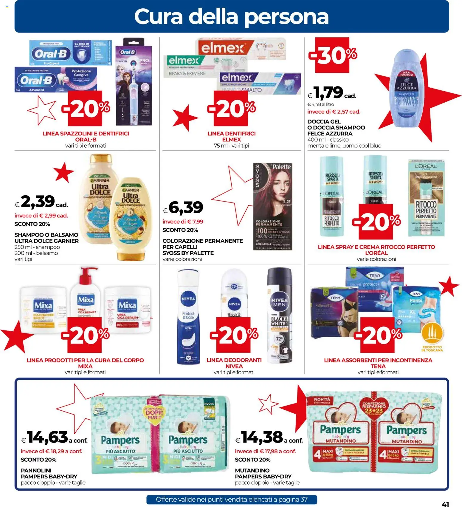 Volantino COOP del 16.12.2025 | Pagina: 41 | Prodotti: Shampoo, Pannolini, Pampers, Menta