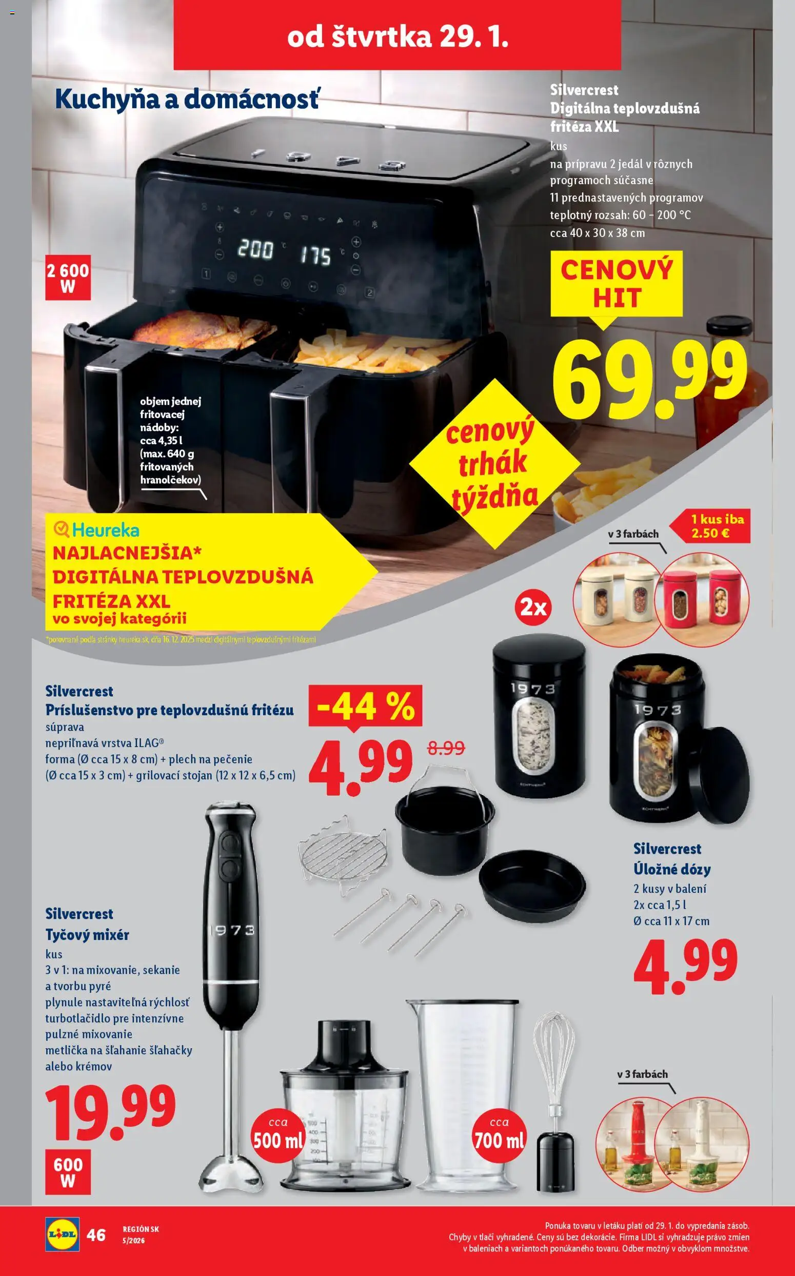 Nové Lidl akcie – leták je platný od 29.01.2026 | Strana: 30 | Produkty: Kuchyňa, Fritéza, Teplovzdušná frítéza, Mixér