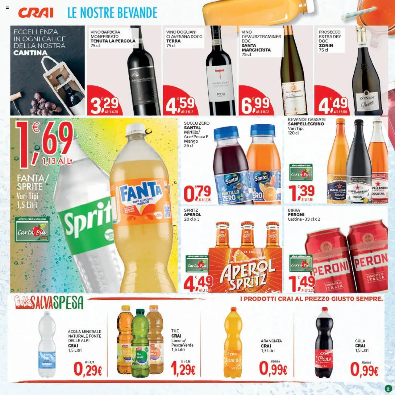 Volantino CRAI del 21.08.2025 | Pagina: 11 | Prodotti: Succo, Birra, Acqua, The