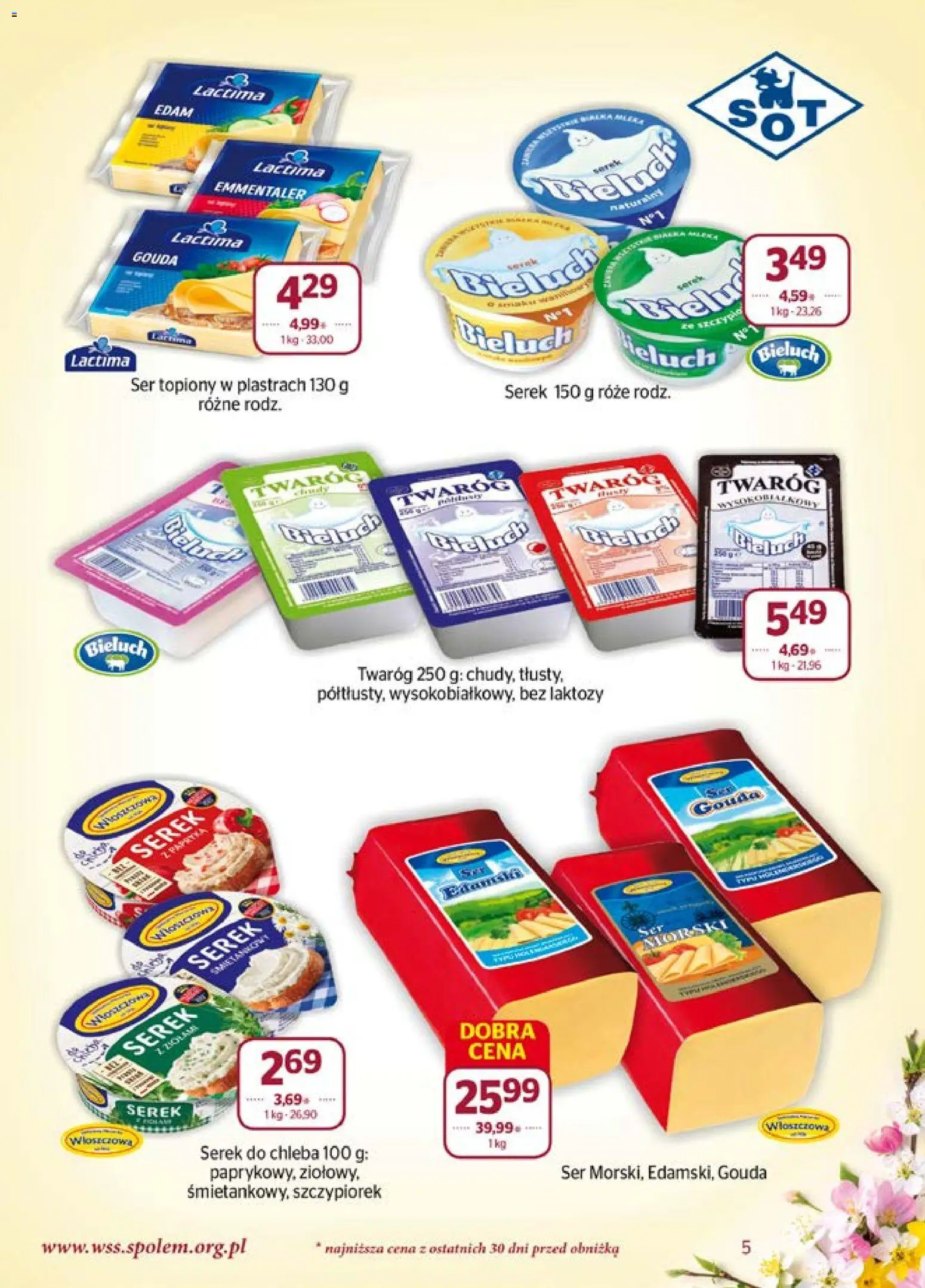 Społem gazetka od 01.04.2026 | Strona: 5 | Produkty: Ser topiony, Serek, Ser, Twaróg