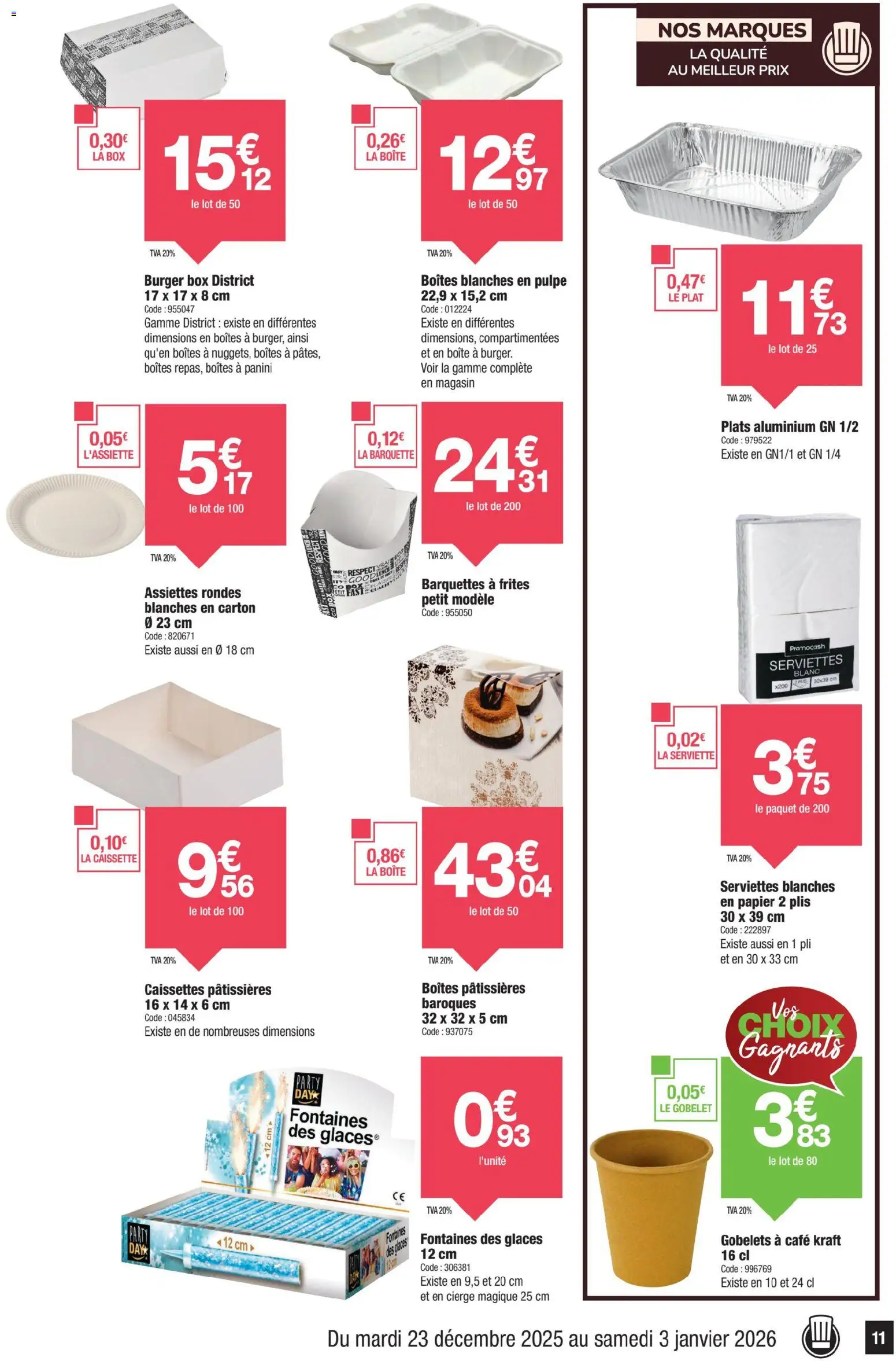 {H1} | Page: 11 | Produits: Glaces, Panini, Frites, Café