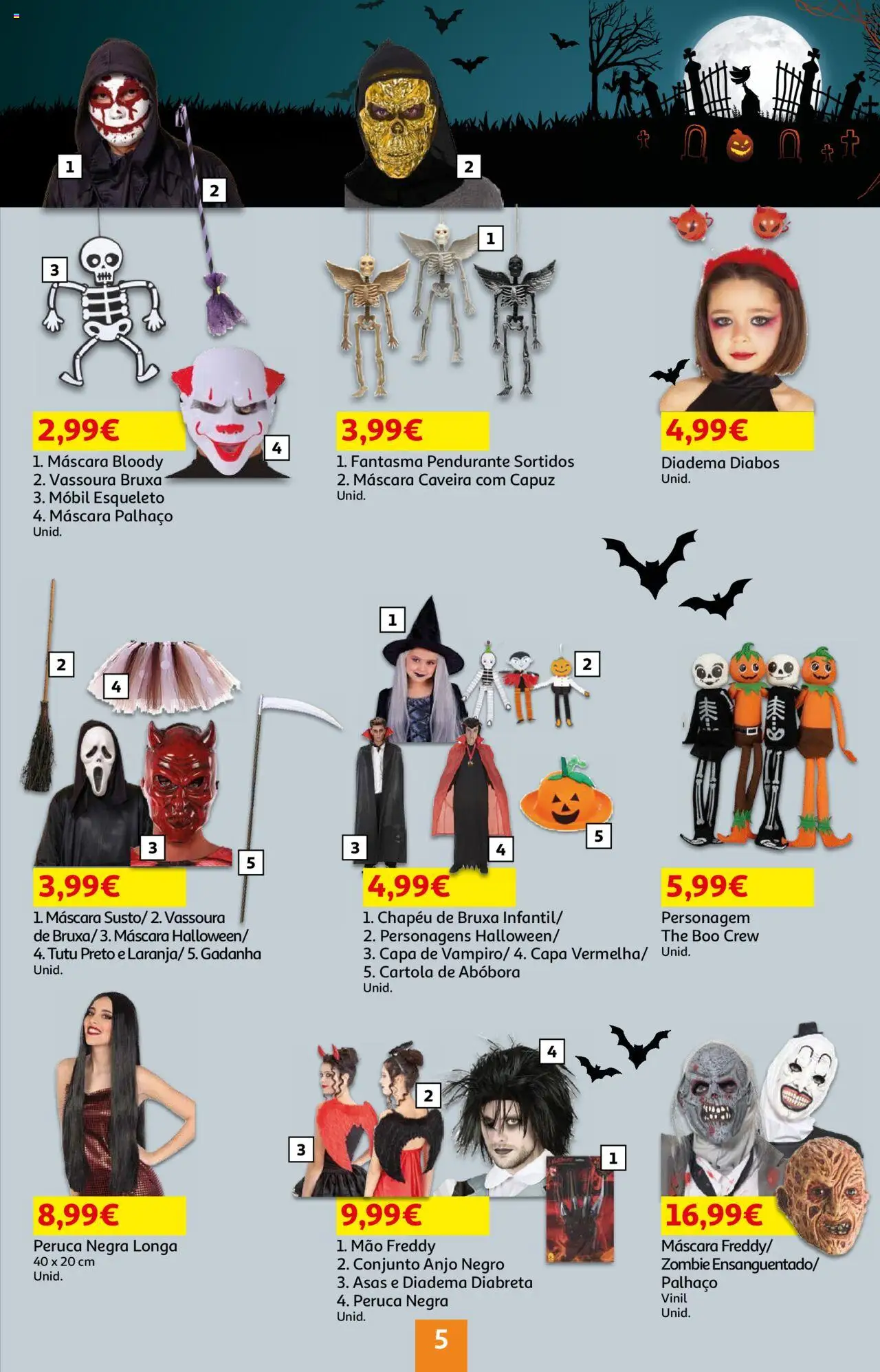 Auchan - Preços tão baixos que arrepiam │ válido de 16.10.2025 | Página: 5 | Produtos: Chapéu, Abóbora, Capuz, Vassoura