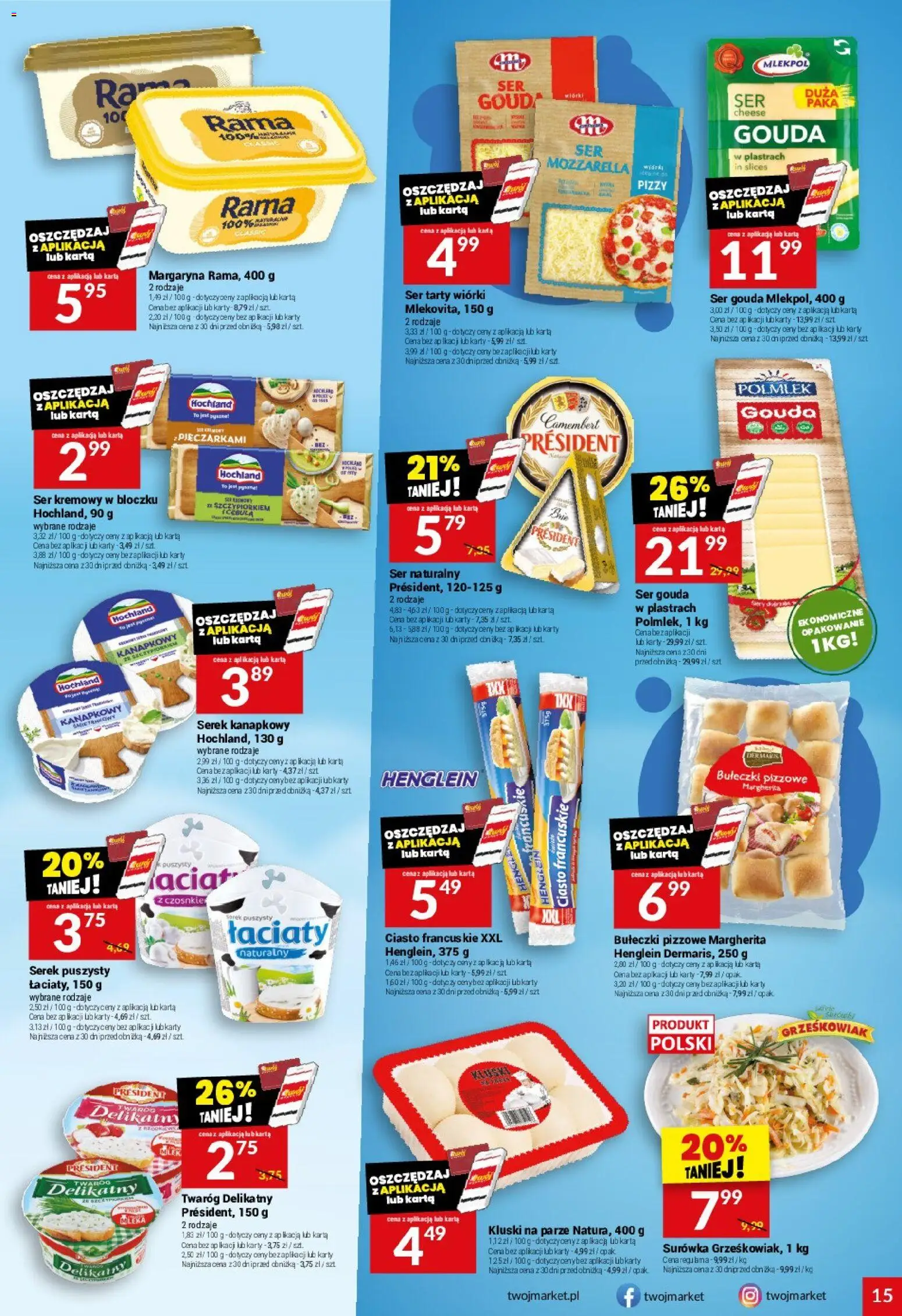 Twój Market Gazetka od 12.11.2025 | Strona: 15 | Produkty: Mleka, Camembert, Margaryna, Ser