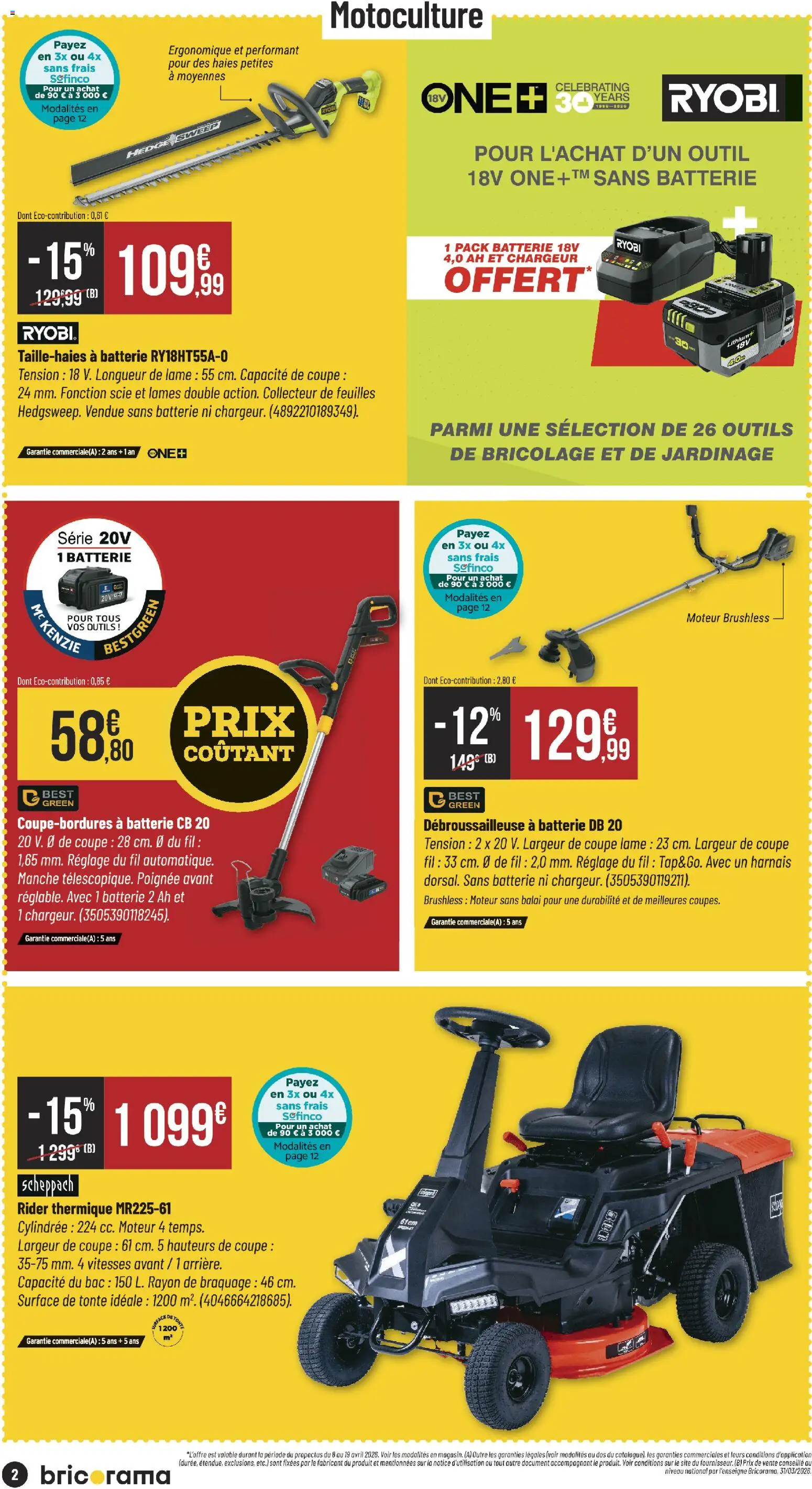 {H1} | Page: 2 | Produits: Débroussailleuse, Balai, Batterie