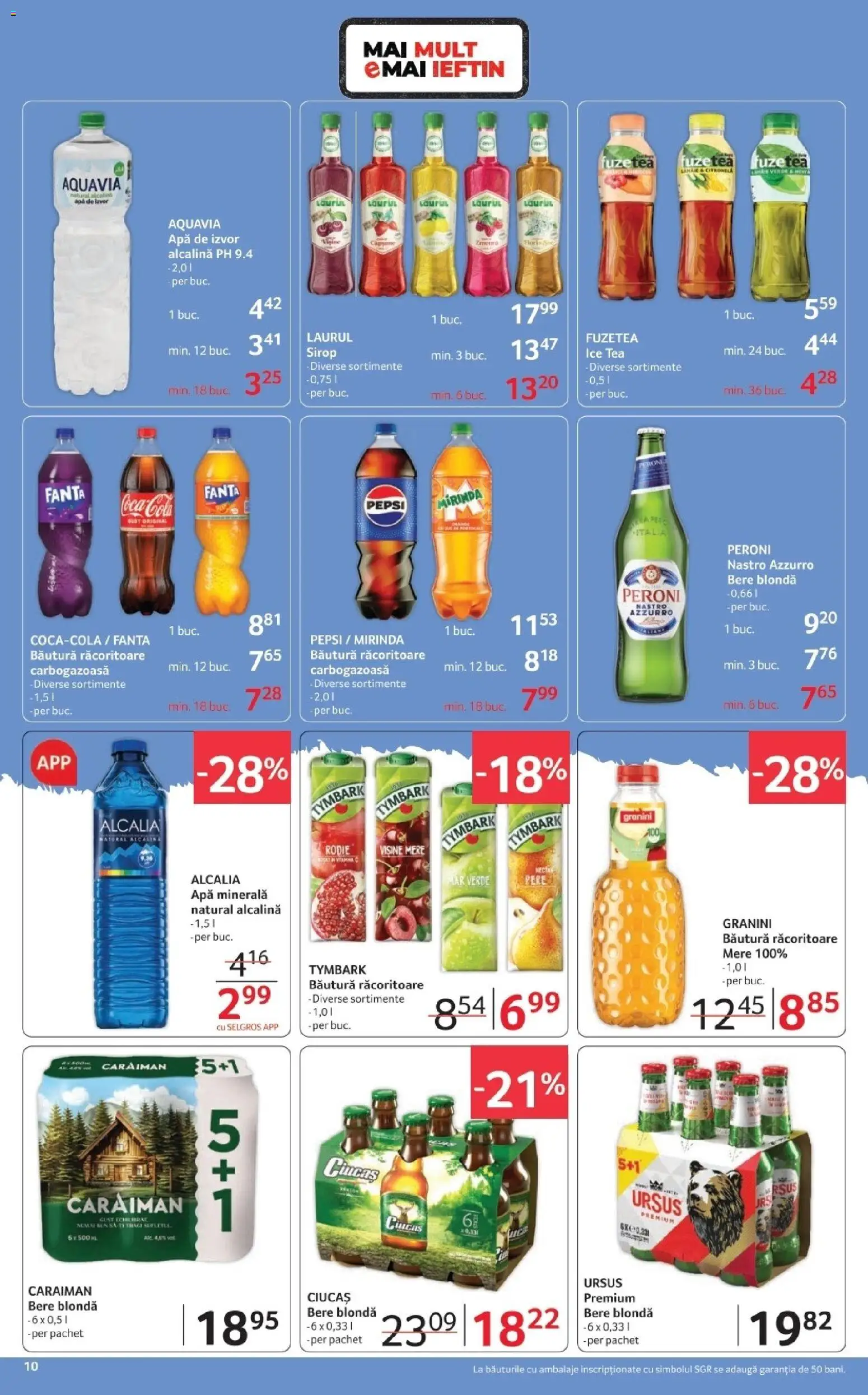 Noul catalog Selgros – valabil de la 23.01.2026 | Pagină: 10 | Produse: Amerikan servis, Bere, Sirop, Apă