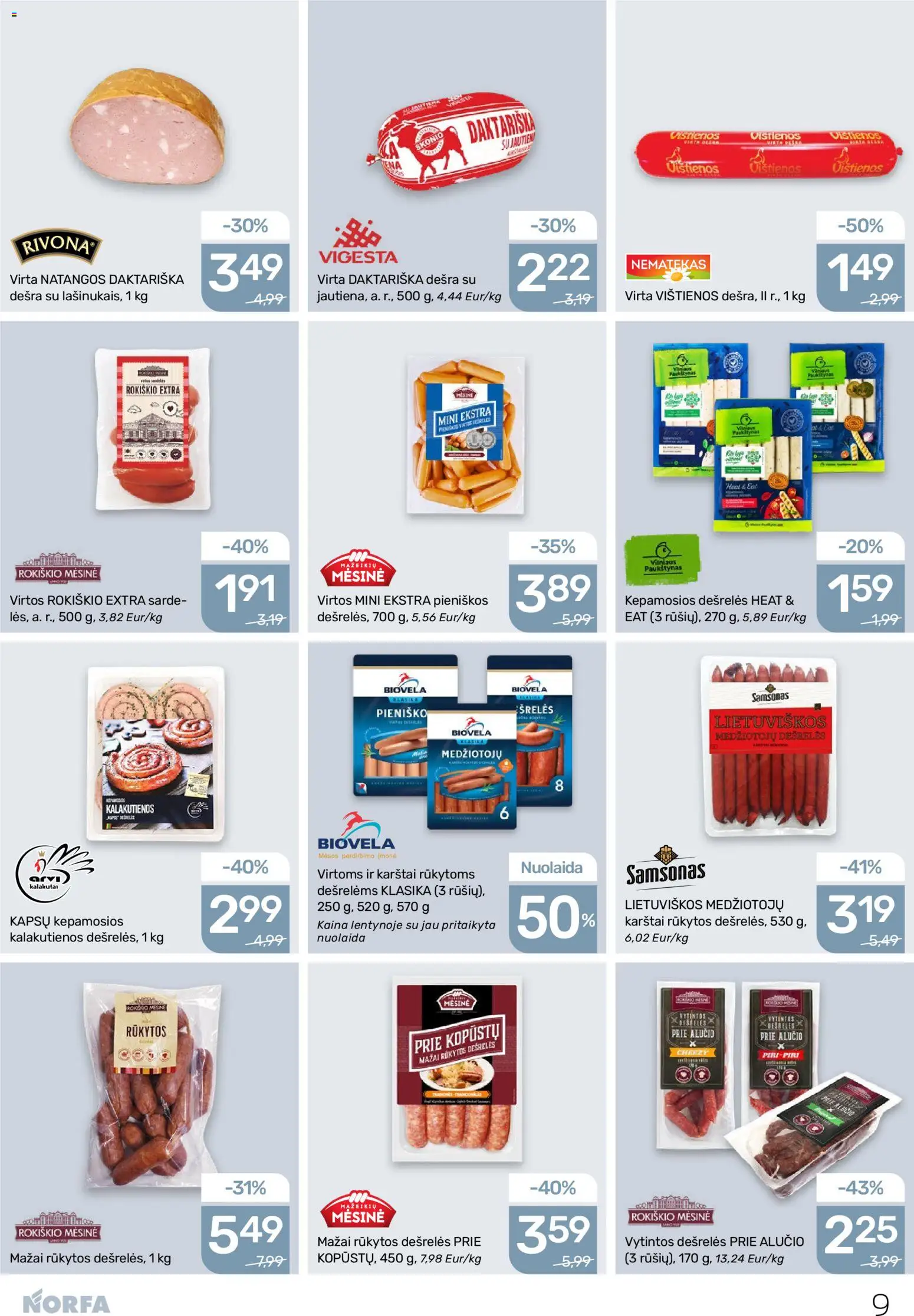 NORFA akcijos nuo 16.04.2026 | Puslapis: 9 | Prekių: Vištienos, Dešrelės, Dešra