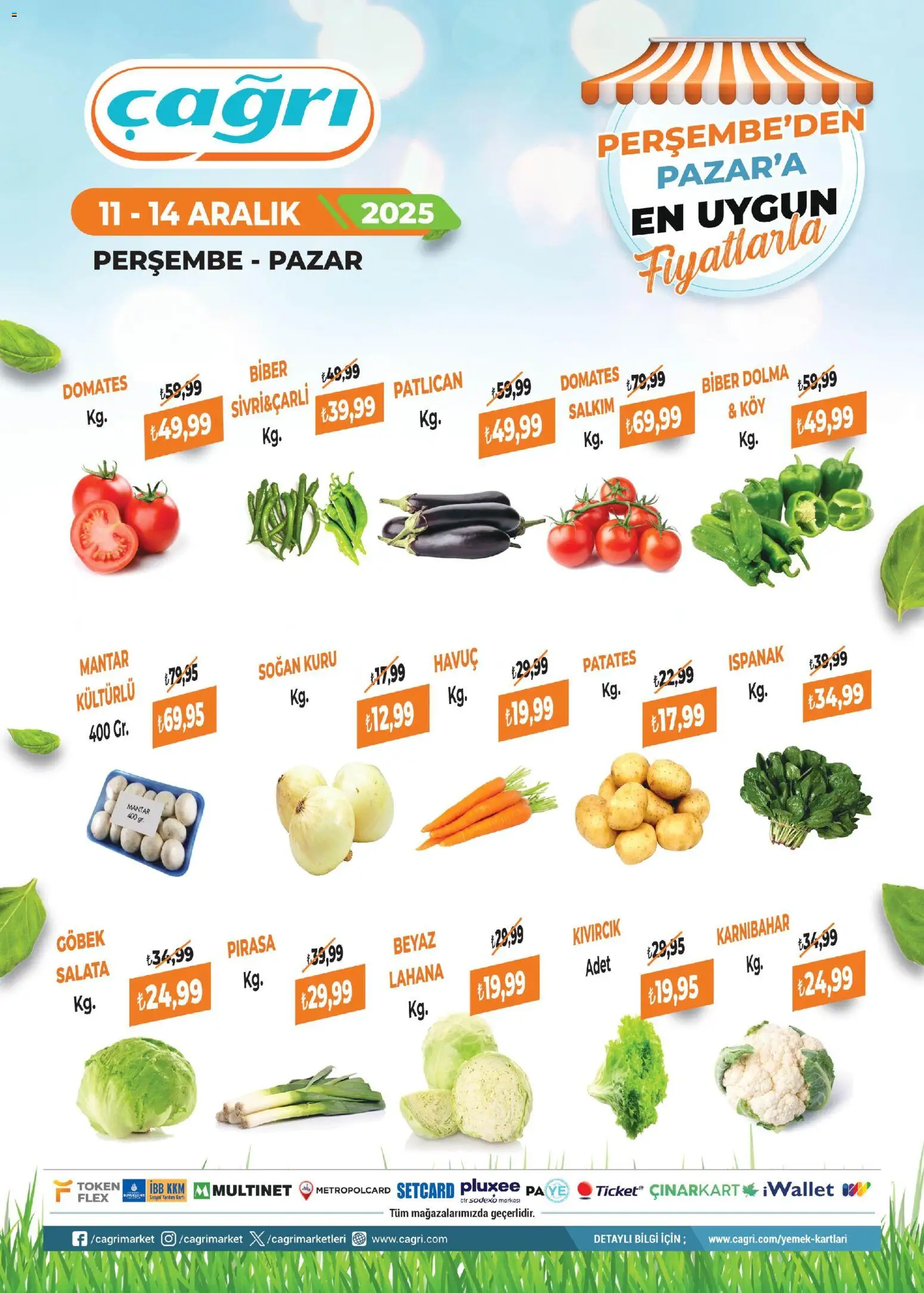 Çağrı Market - Manav - 11.12.2025 tarihinden itibaren geçerlidir | Sayfa: 2 | Ürünler: Ispanak, Havuç, Salata, Mantar