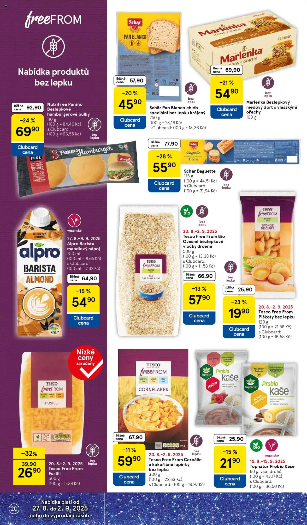 Tesco leták - Hypermarket od 27.08.2025 | Strana: 20 | Produkty: Cereálie, Piškoty, Marlenka, Alpro