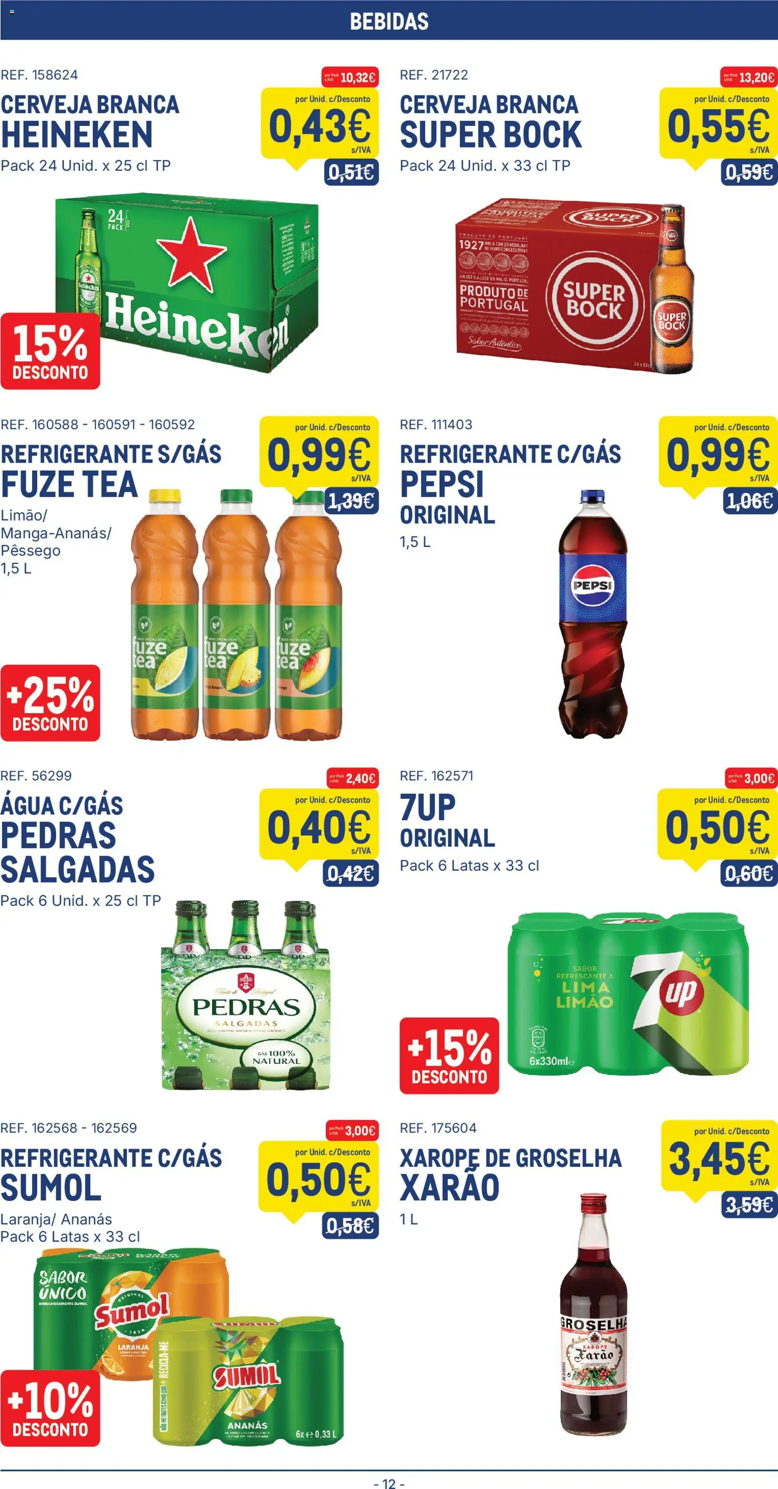 Makro folheto │ válido de 13.01.2026 | Página: 12 | Produtos: Agua, Refrigerante, Super bock, Cerveja