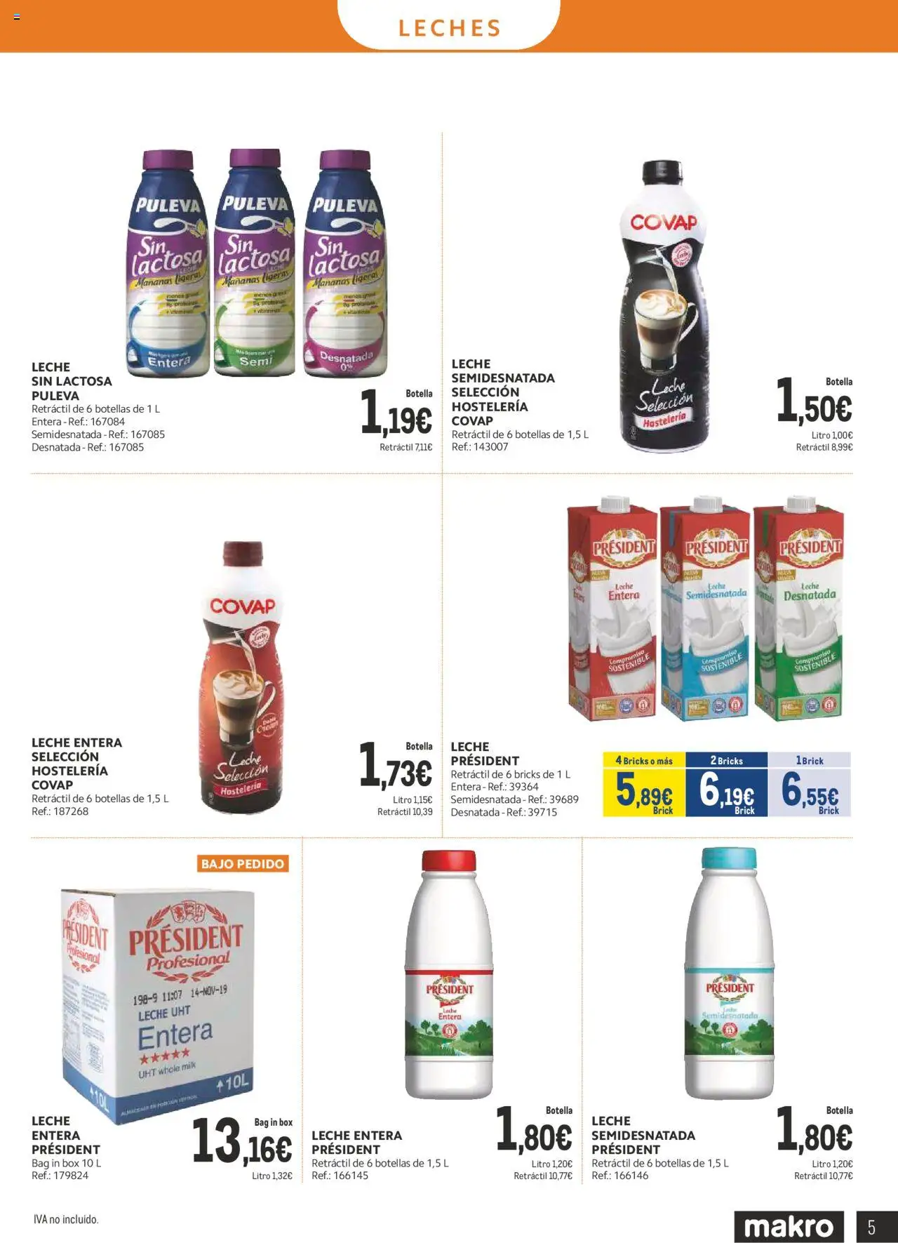 Makro - Lácteos Cataluña │ válido desde el 06.10.2025 | Página: 5 | Productos: Leche sin lactosa, Leche entera, Leche