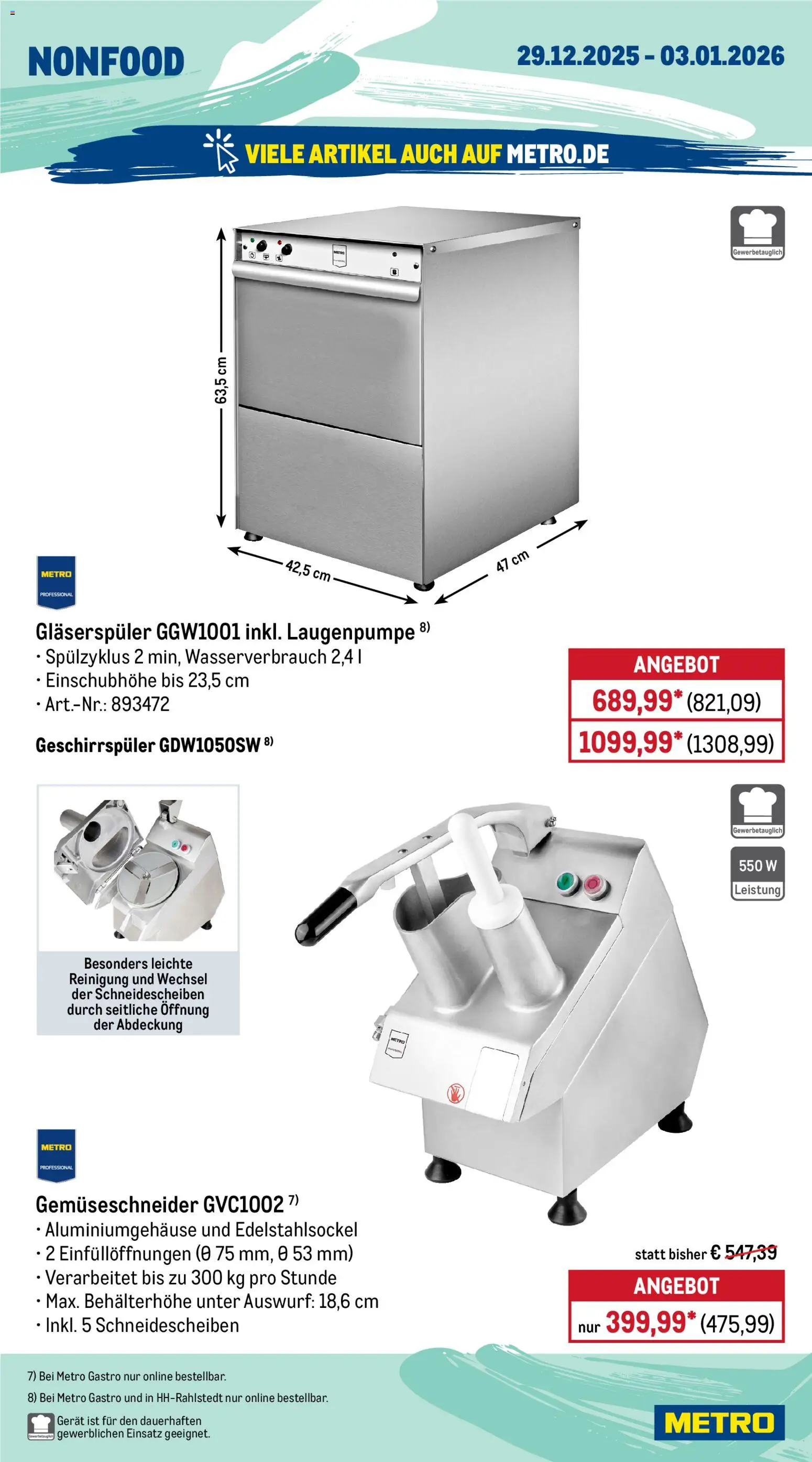 Metro Wochen-Angebote Gastro – gültig ab 29.12.2025 | Seite: 17 | Produkte: Geschirrspüler