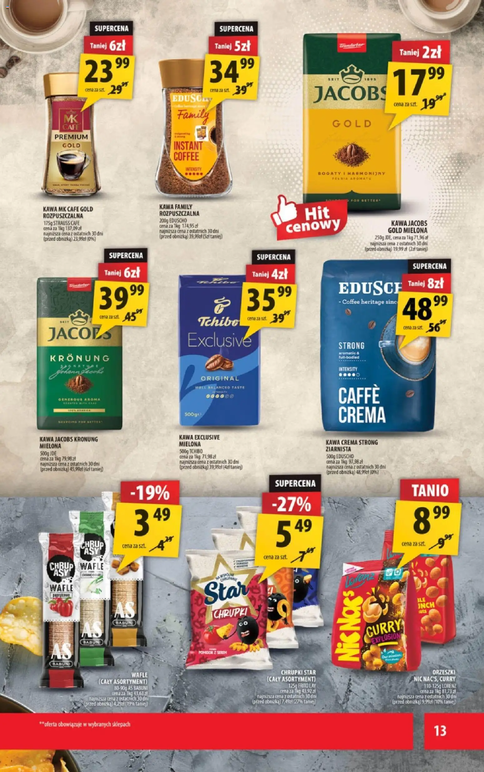 Arhelan Black Friday od 21.11.2025 | Strona: 13 | Produkty: Wafle, Chrupki, Tchibo, Kawa