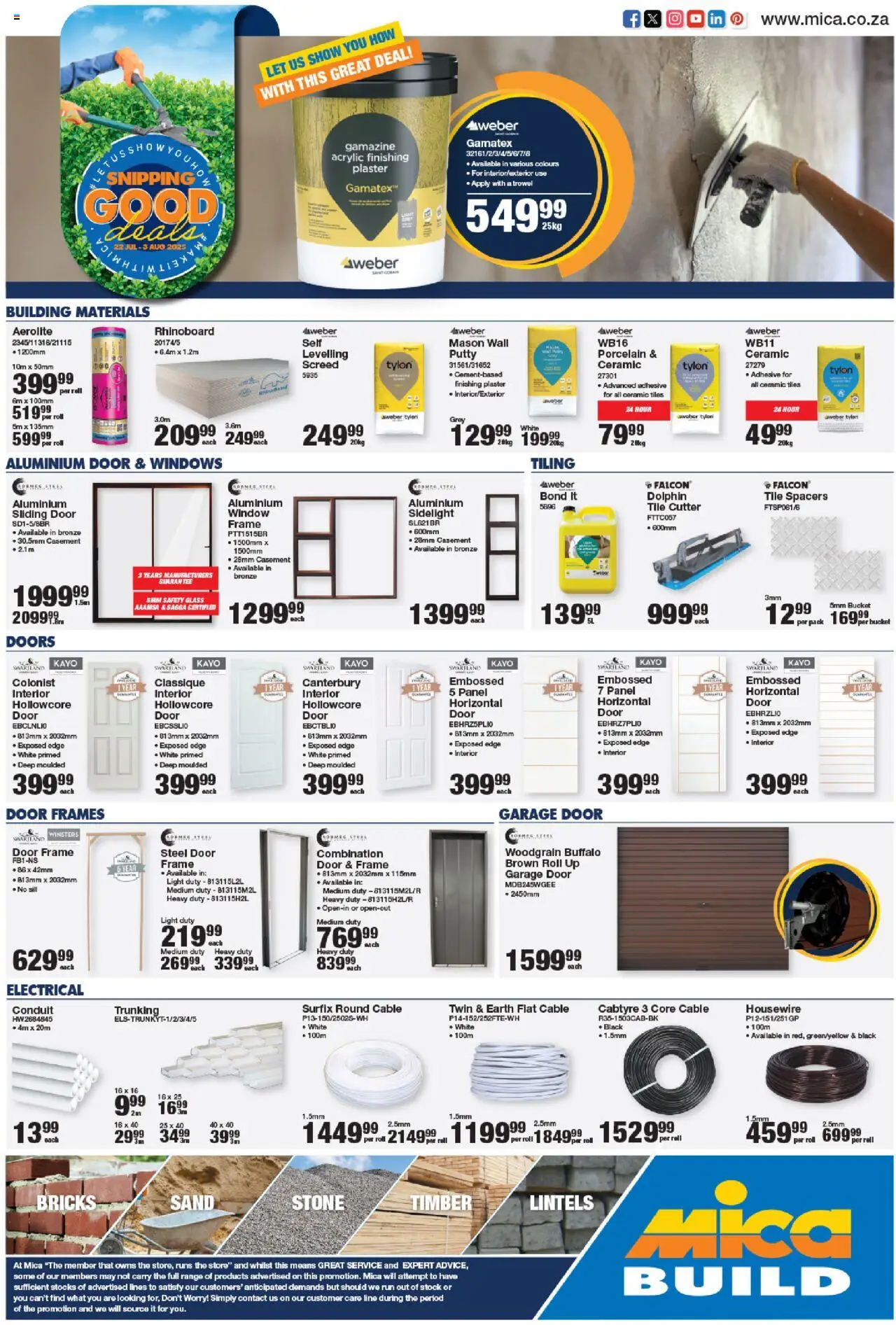MICA Inland Build │ valid from 22.07.2025 | Page: 1 | Products: Cable, Cutter, Tiling, Plaster