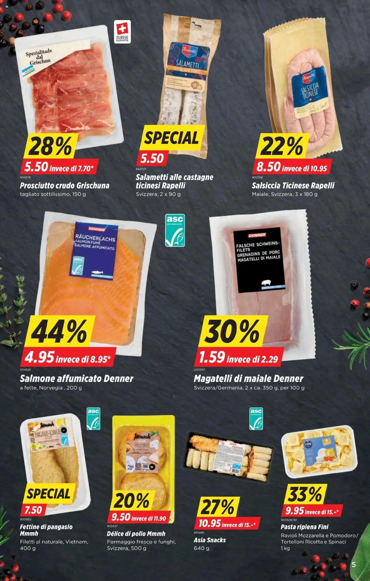 Denner Aktionen IT – gültig ab 07.10.2025 | Seite: 5 | Produkte: Räucherlachs, Pasta