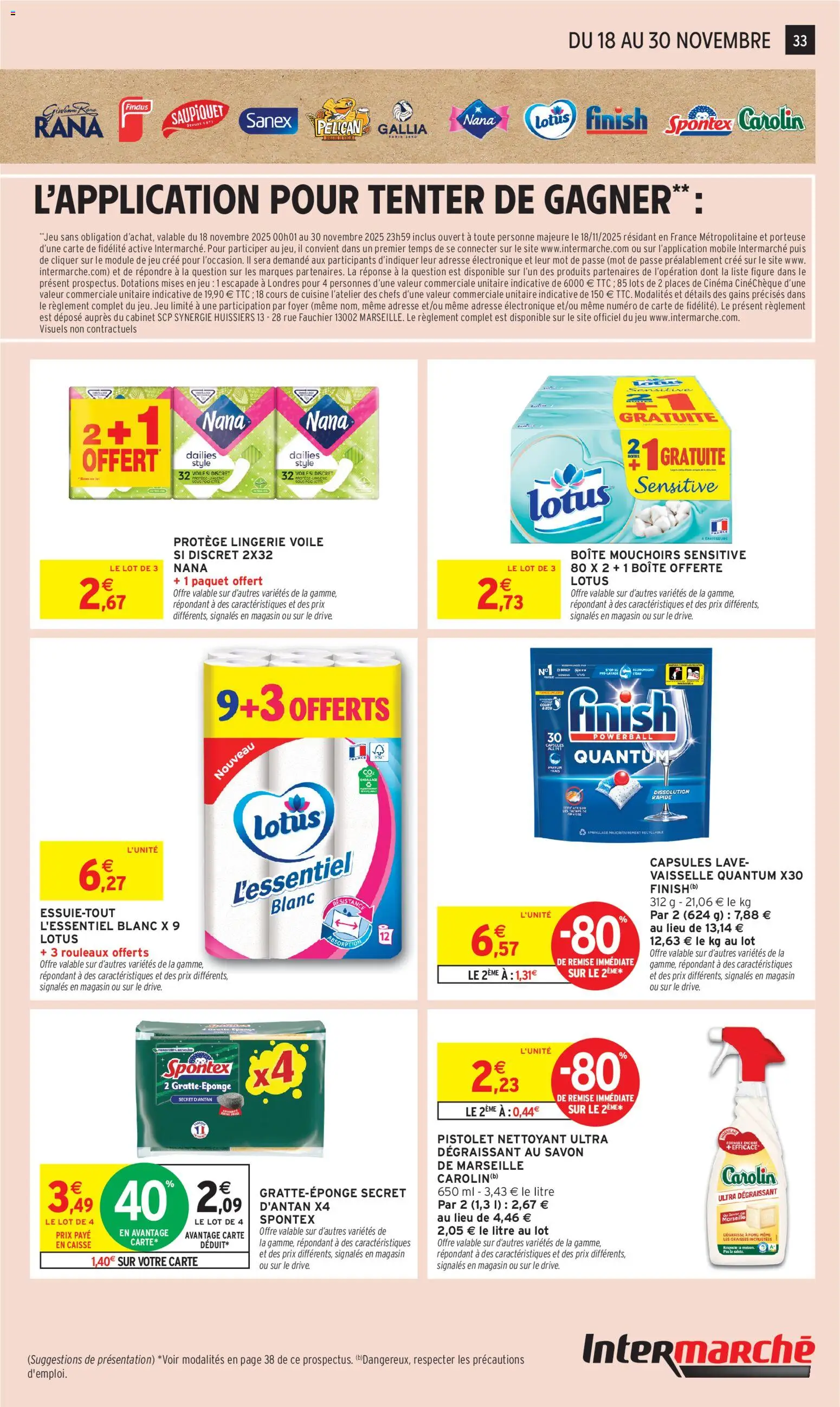 {H1} | Page: 33 | Produits: Essuie-tout, Lave-vaisselle, Savon de marseille, Mouchoirs