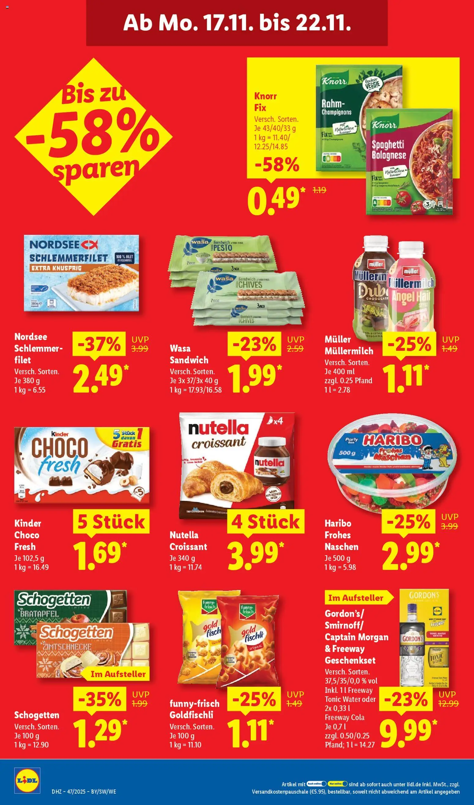 Lidl Prospekt Uffenheim – gültig ab 17.11.2025 | Seite: 12 | Produkte: Haribo, Cola, Knorr, Müllermilch