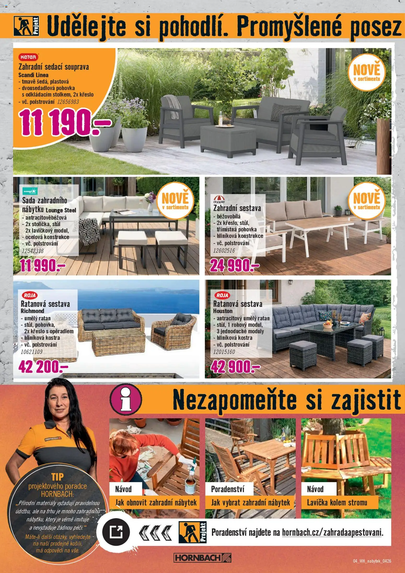 HORNBACH leták - Vybavení zahrady od 15.04.2026 | Strana: 4 | Produkty: Sedací souprava, Nábytek, Křeslo, Stůl