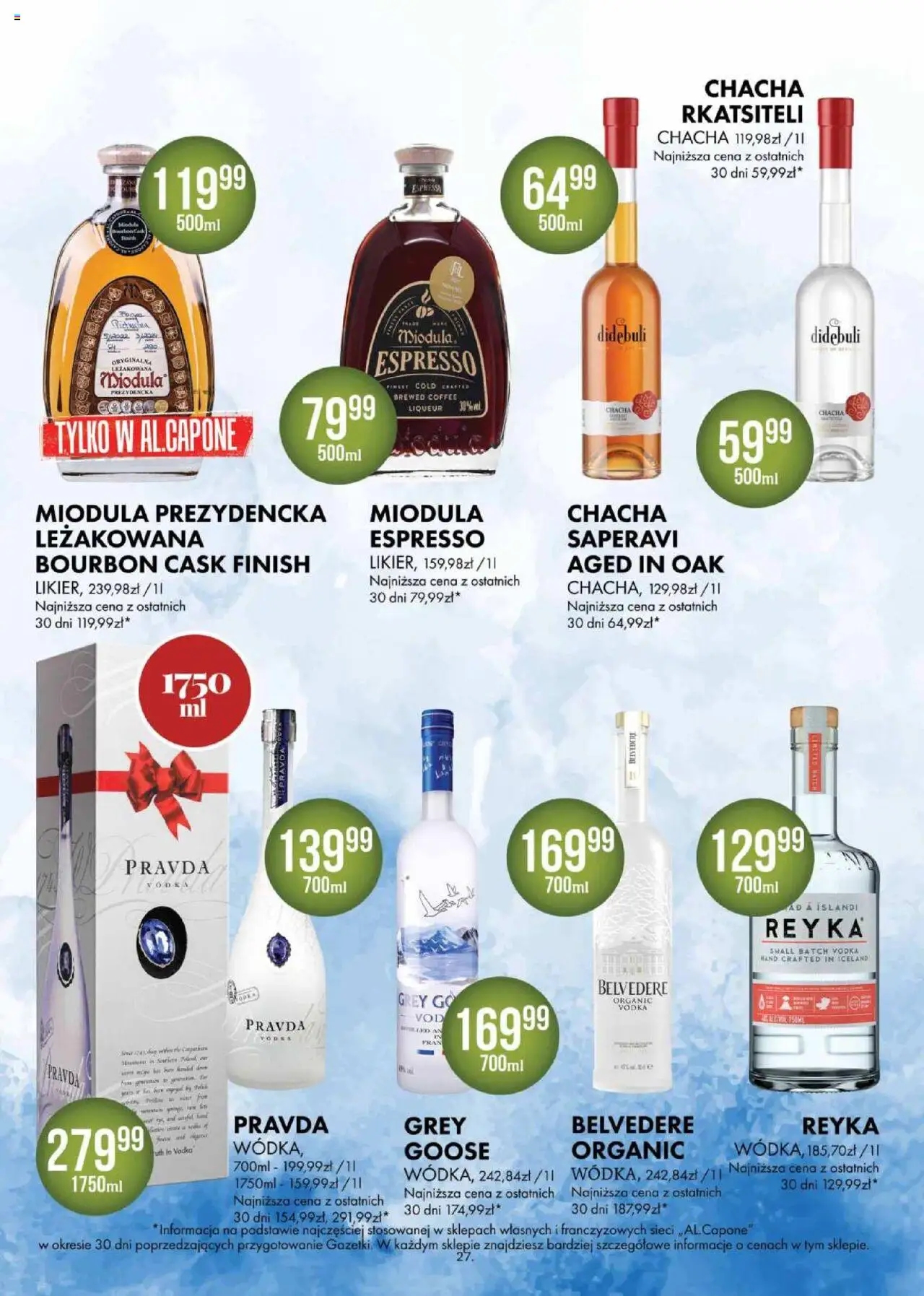 Al.Capone Gazetka od 11.08.2025 | Strona: 27 | Produkty: Bourbon, Vodka, Finish