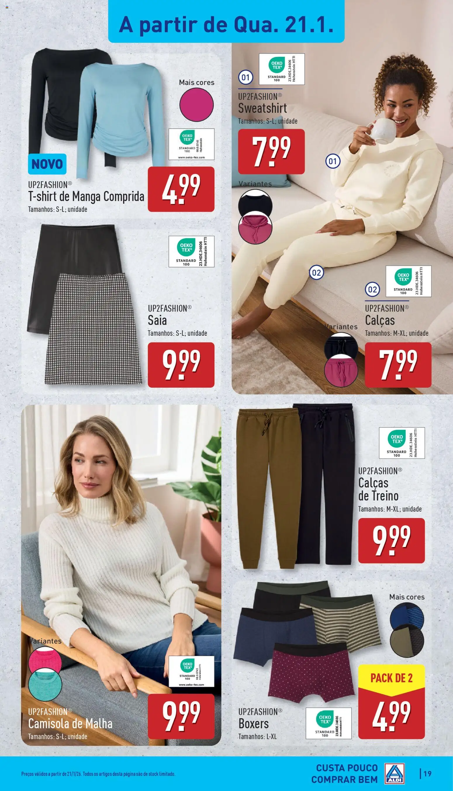 Aldi folheto │ válido de 19.01.2026 | Página: 19 | Produtos: Sweatshirt, Calças, Saia, Camisola