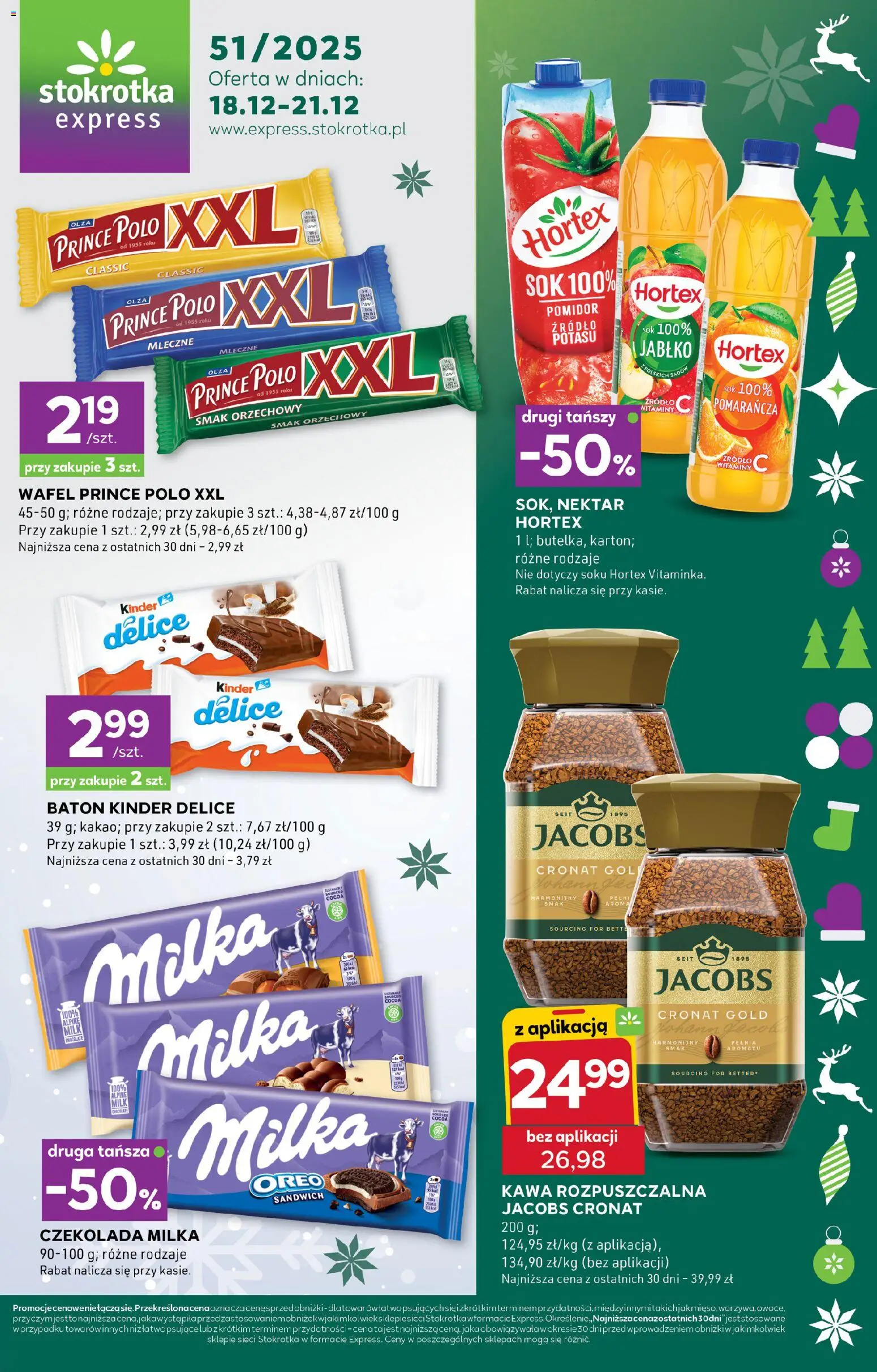 Stokrotka Gazetka - Express od 18.12.2025 | Strona: 1 | Produkty: Prince polo xxl, Stokrotka, Czekolada, Sok