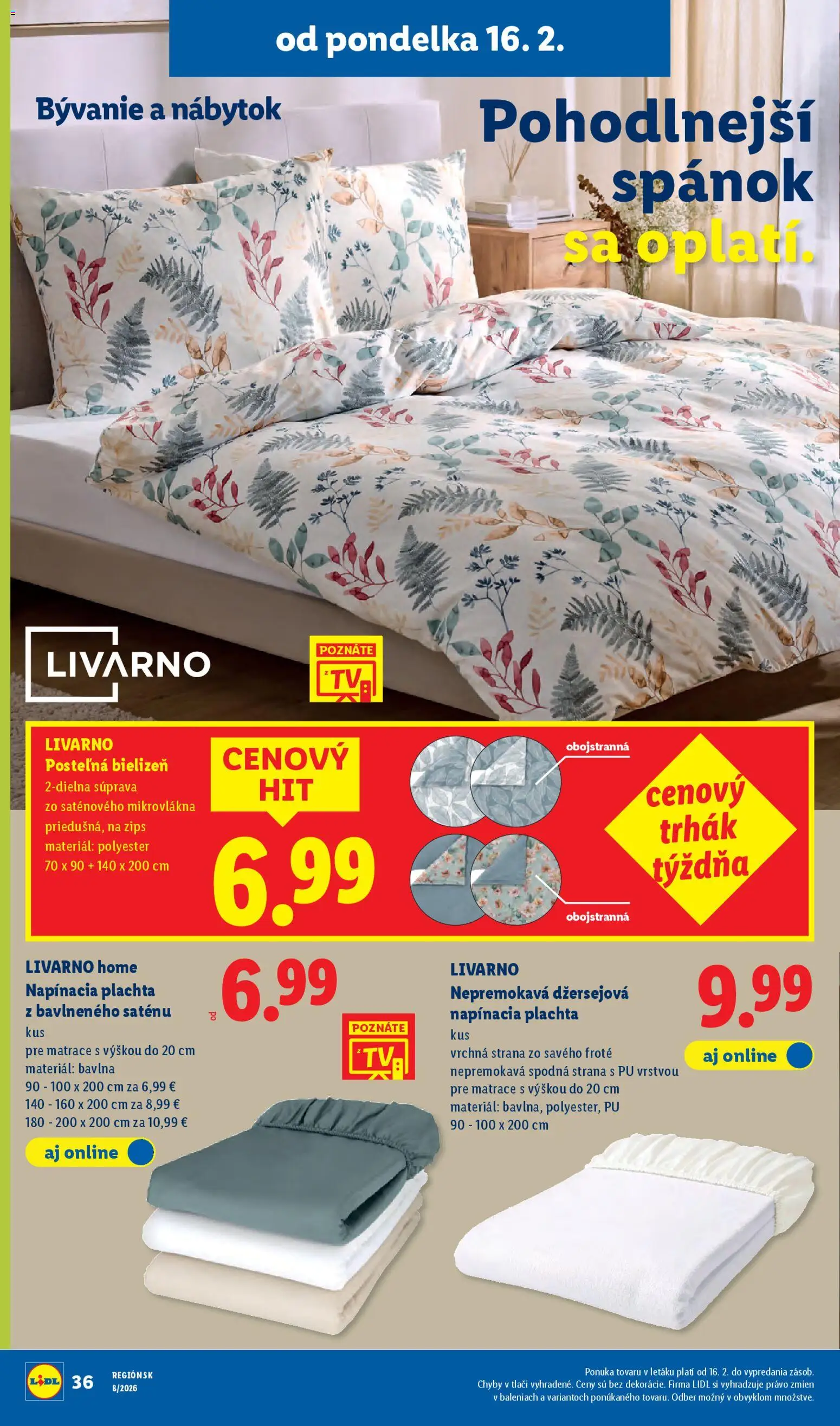 Nové Lidl akcie – leták je platný od 19.02.2026 | Strana: 76 | Produkty: Matrace, Nábytok, Plachta