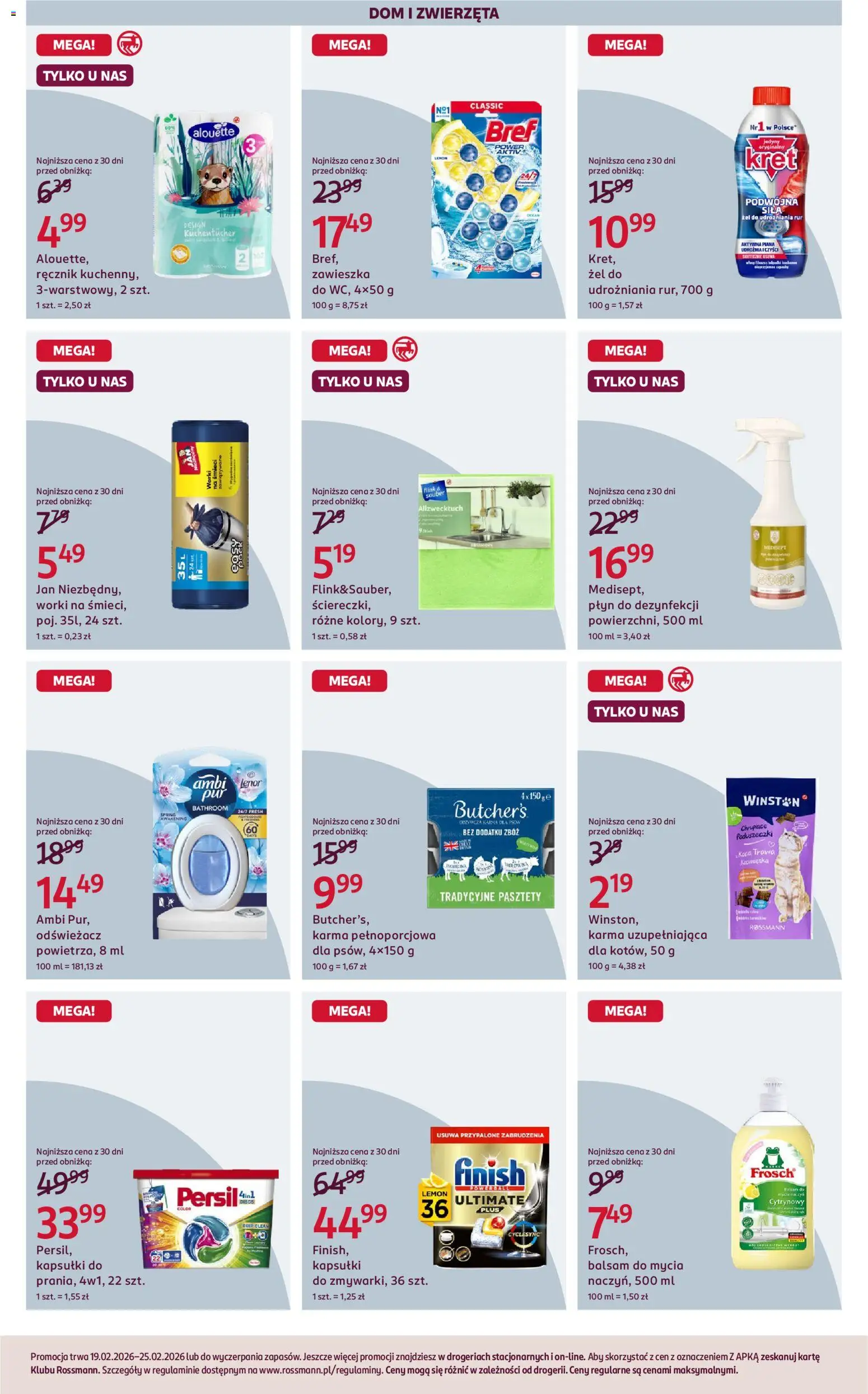 Rossmann Gazetka od 19.02.2026 | Strona: 3 | Produkty: Odświeżacz, Karma dla psów, Finish