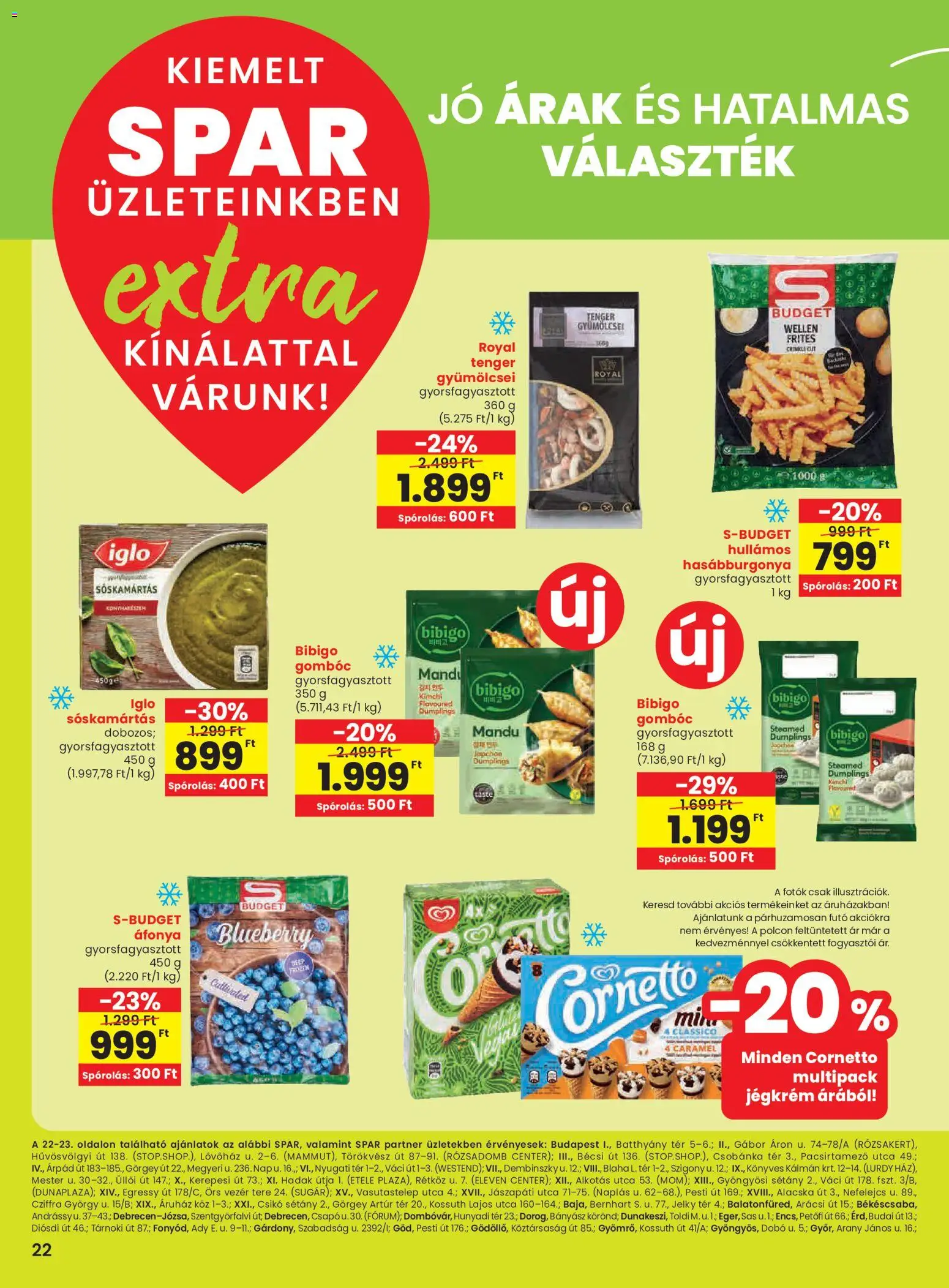 Spar akciós ujság - amely érvényes a következő dátumtól: 06.11.2025 | Oldal: 3 | Termékek: Áfonya, Hasábburgonya, Jégkrém