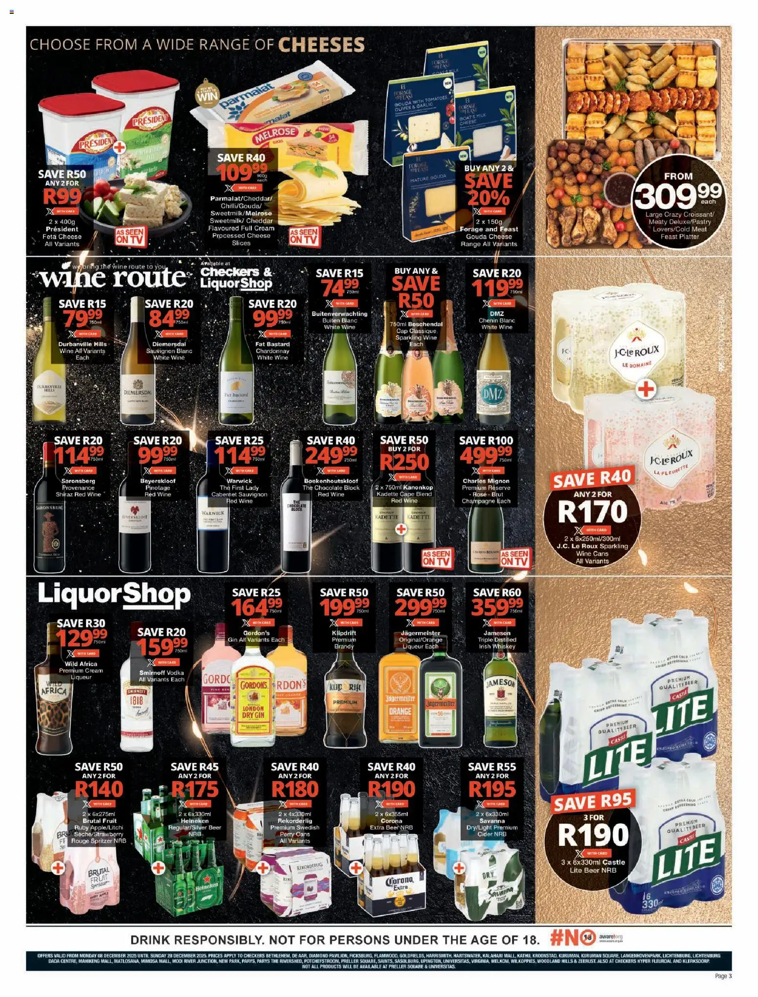 New Checkers catalogue – valid from 08.12.2025 | Page: 3 | Products: Platter, Cider, Wine, Fruit
