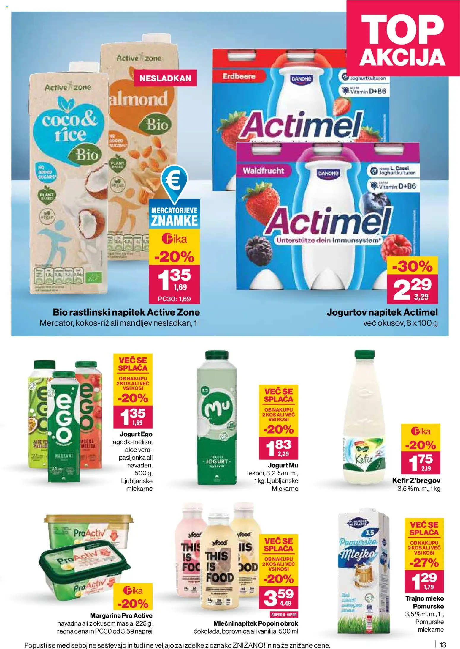 Novi Mercator katalog ponudbe – veljaven od 26.02.2026 | Stran: 13 | Izdelki: Margarina, Kos, Mleko, Jogurt