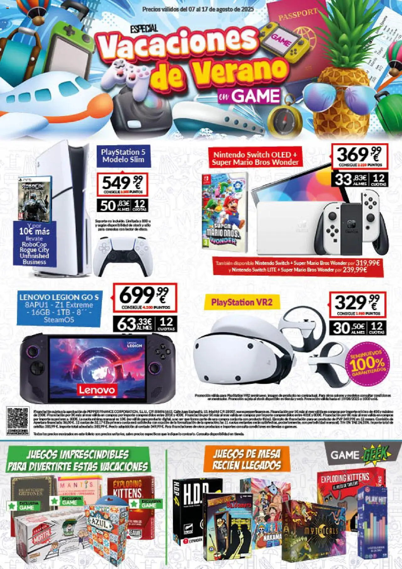 Game - Folleto │ válido desde el 07.08.2025 | Página: 1 | Productos: Nintendo, Juegos de mesa, Playstation, Mesa