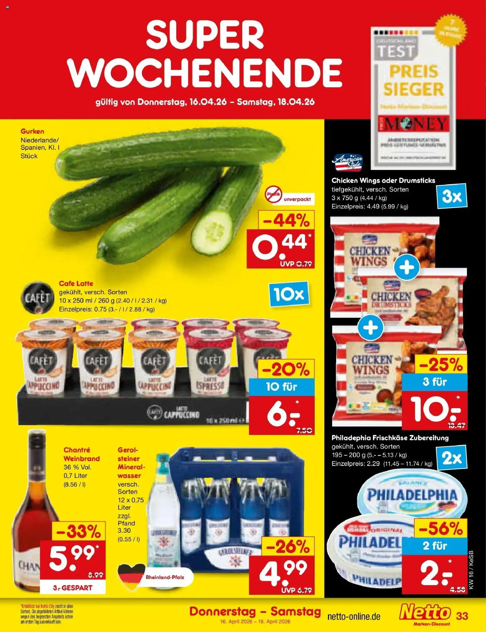 Netto Marken-Discount Prospekt Bonn	 – gültig ab 13.04.2026 | Seite: 51 | Produkte: Philadelphia, Wasser, Chantré, Frischkase