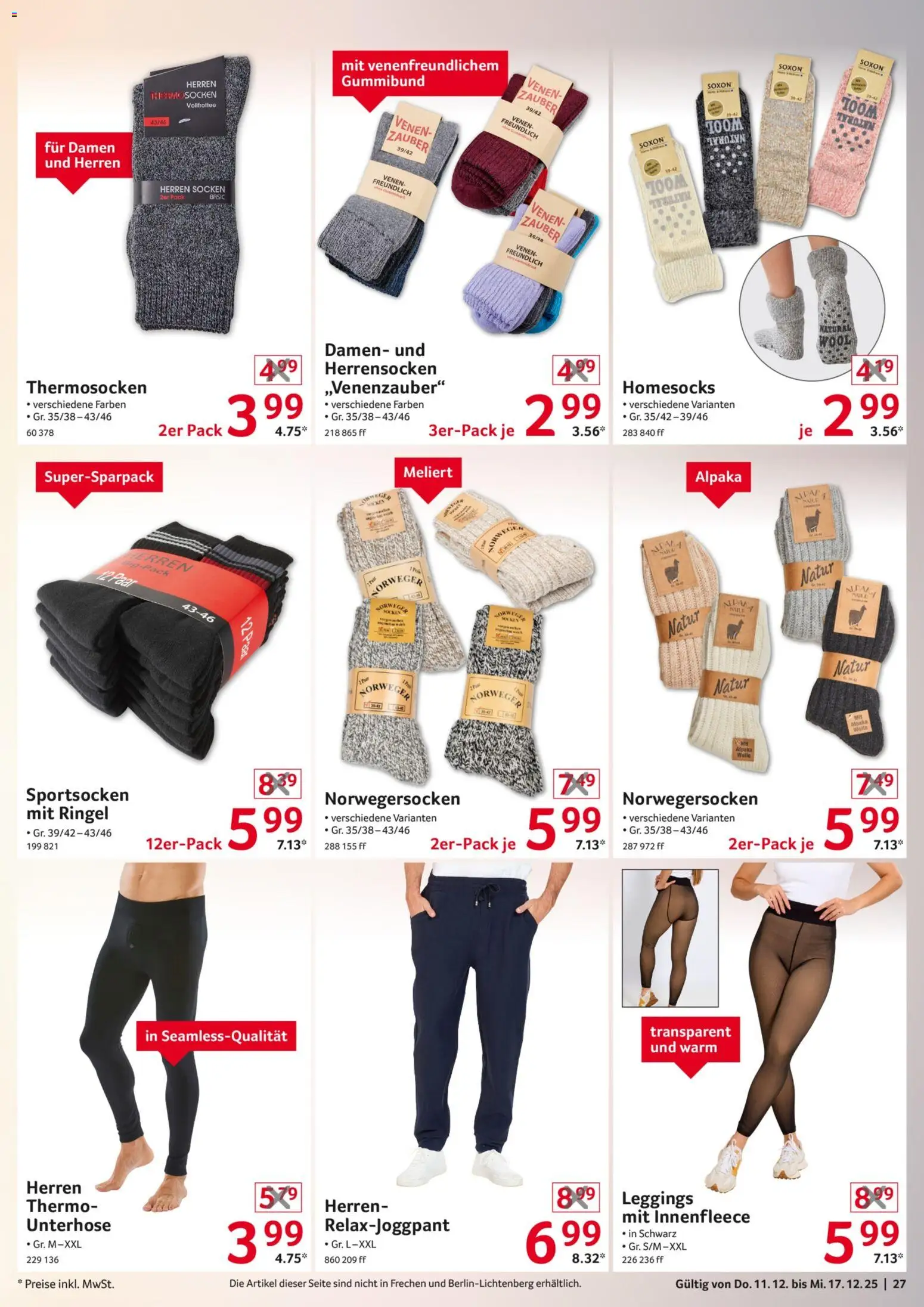 Selgros  Non Food – gültig ab 11.12.2025 | Seite: 27 | Produkte: Socken, Leggings