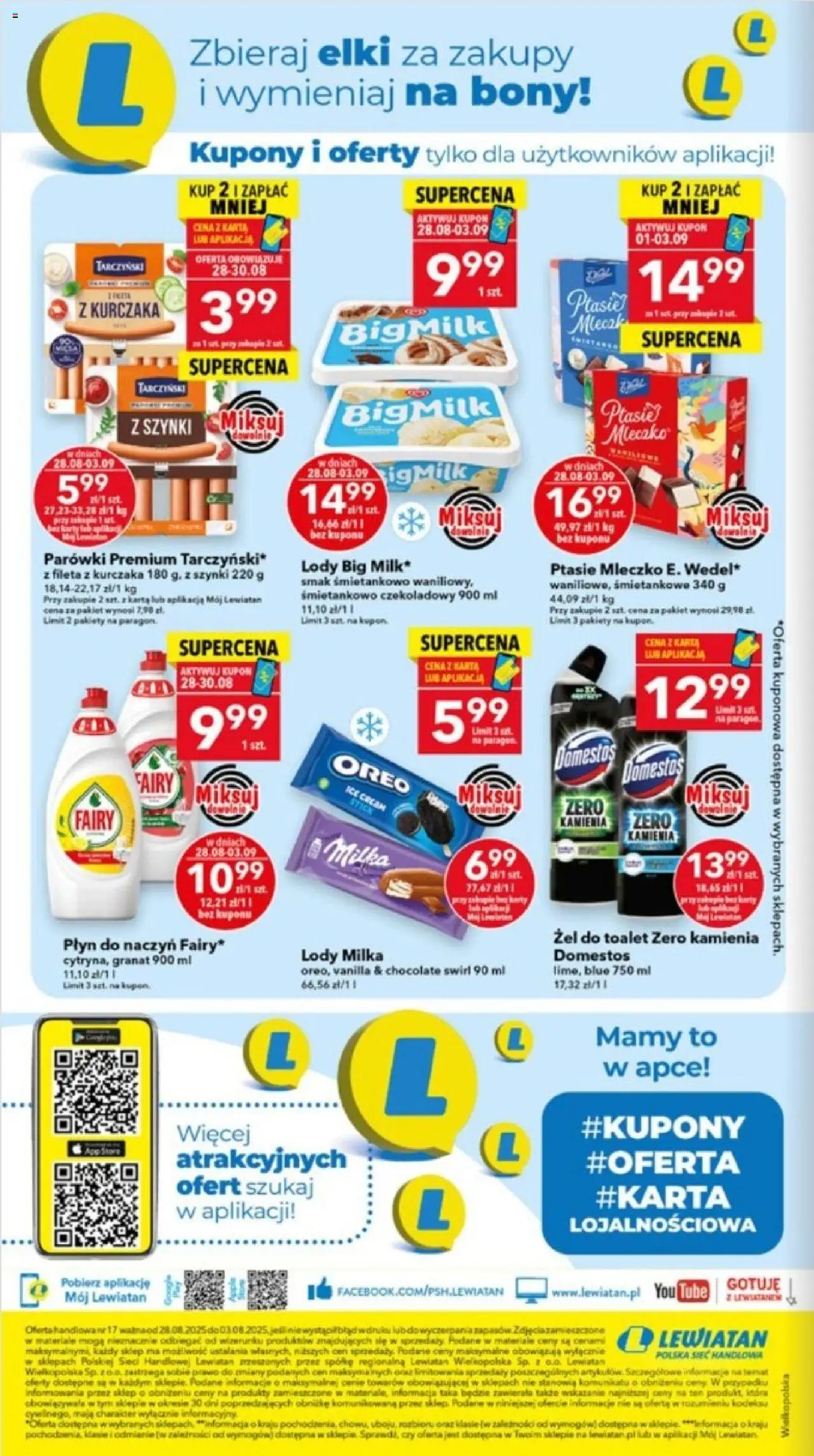 Lewiatan gazetka - Ostrów Wielkopolski od 28.08.2025 | Strona: 8 | Produkty: Milka, Ptasie mleczko, Domestos, Fairy