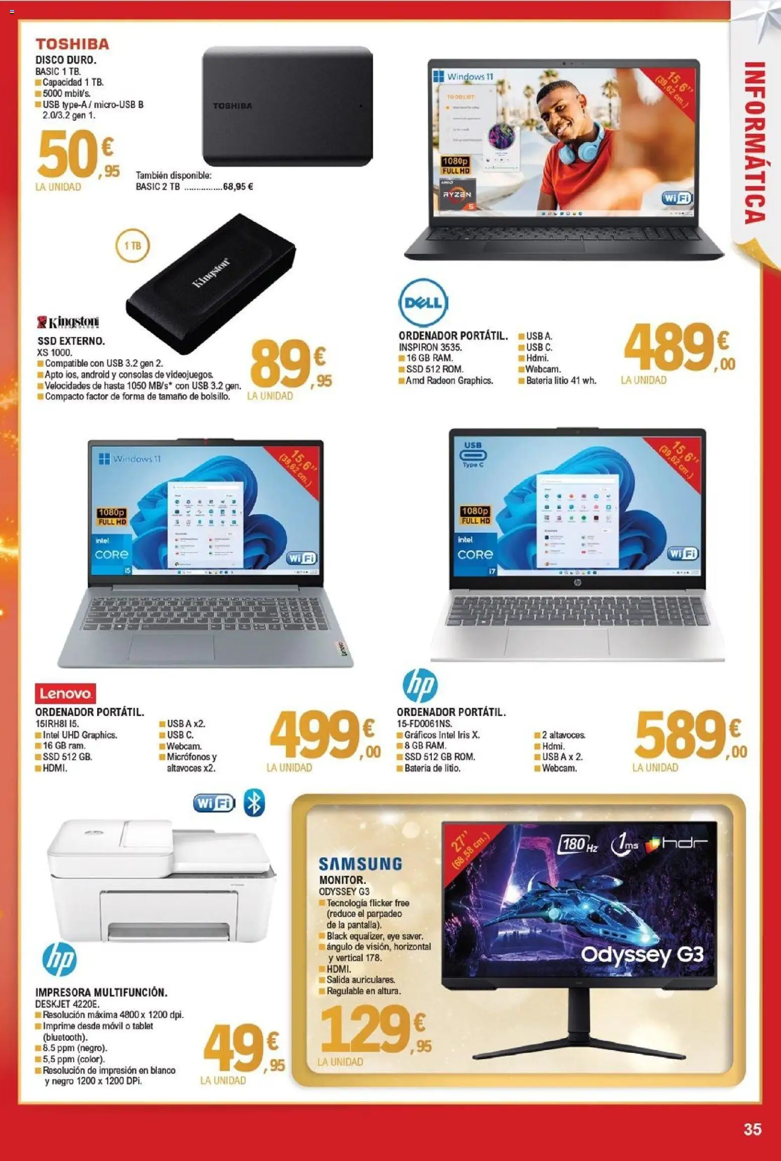 E.Leclerc folleto │ válido desde el 03.12.2025 | Página: 35 | Productos: Tablet, Impresora, Disco, USB