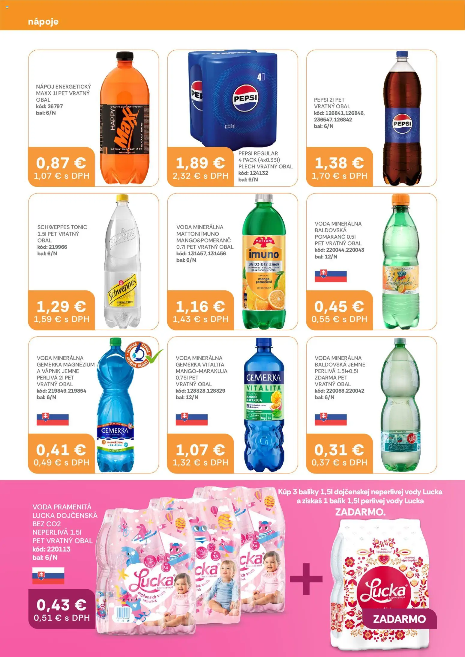 Nové Labaš akcie – leták je platný od 10.04.2026 | Strana: 24 | Produkty: Lucka, Voda, Mango, Gemerka