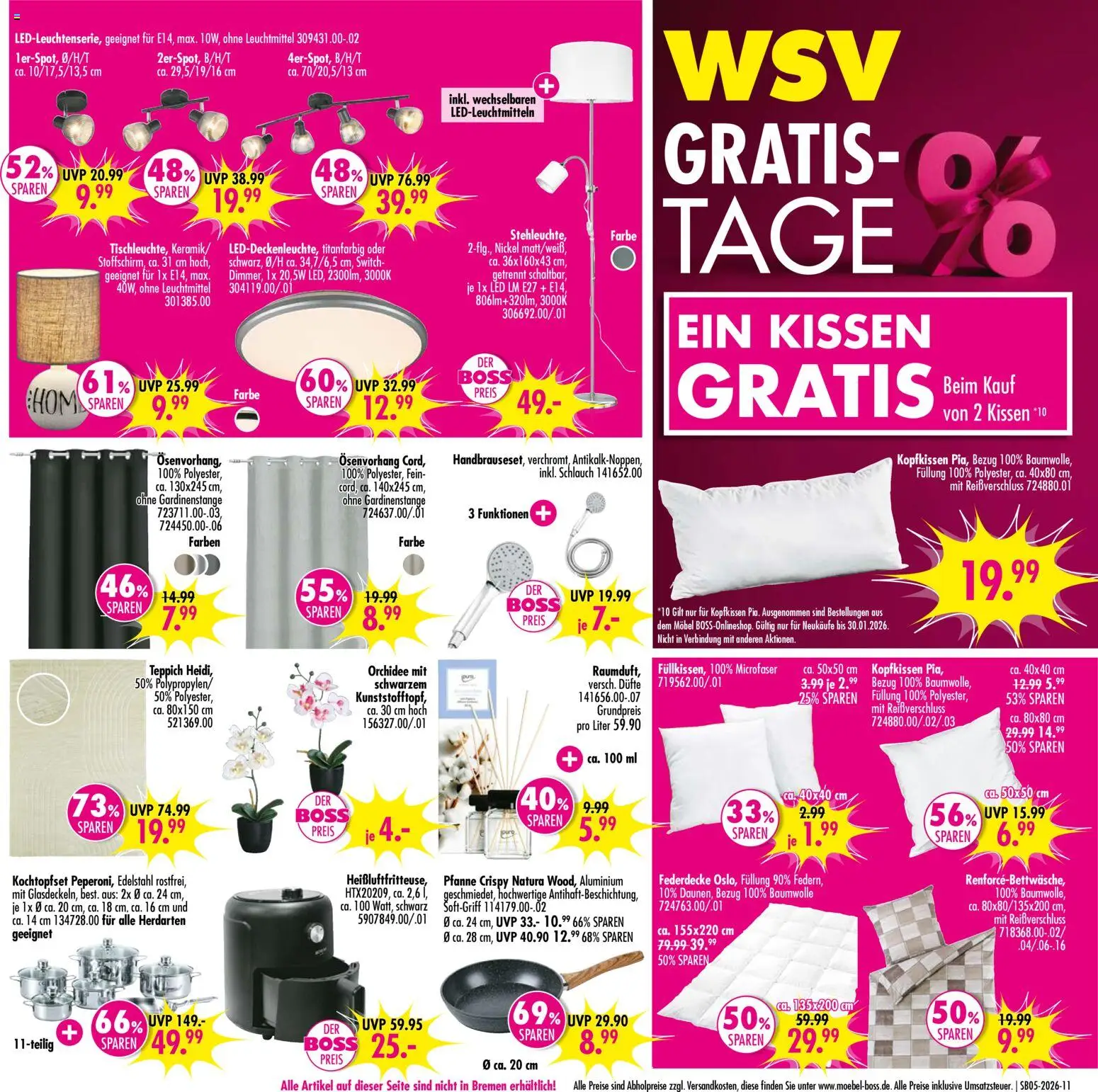 SB Möbel Boss Prospekt Berlin-Mahlsdorf – gültig ab 24.01.2026 | Seite: 11 | Produkte: Kissen, Orchidee, Kopfkissen, Teppich