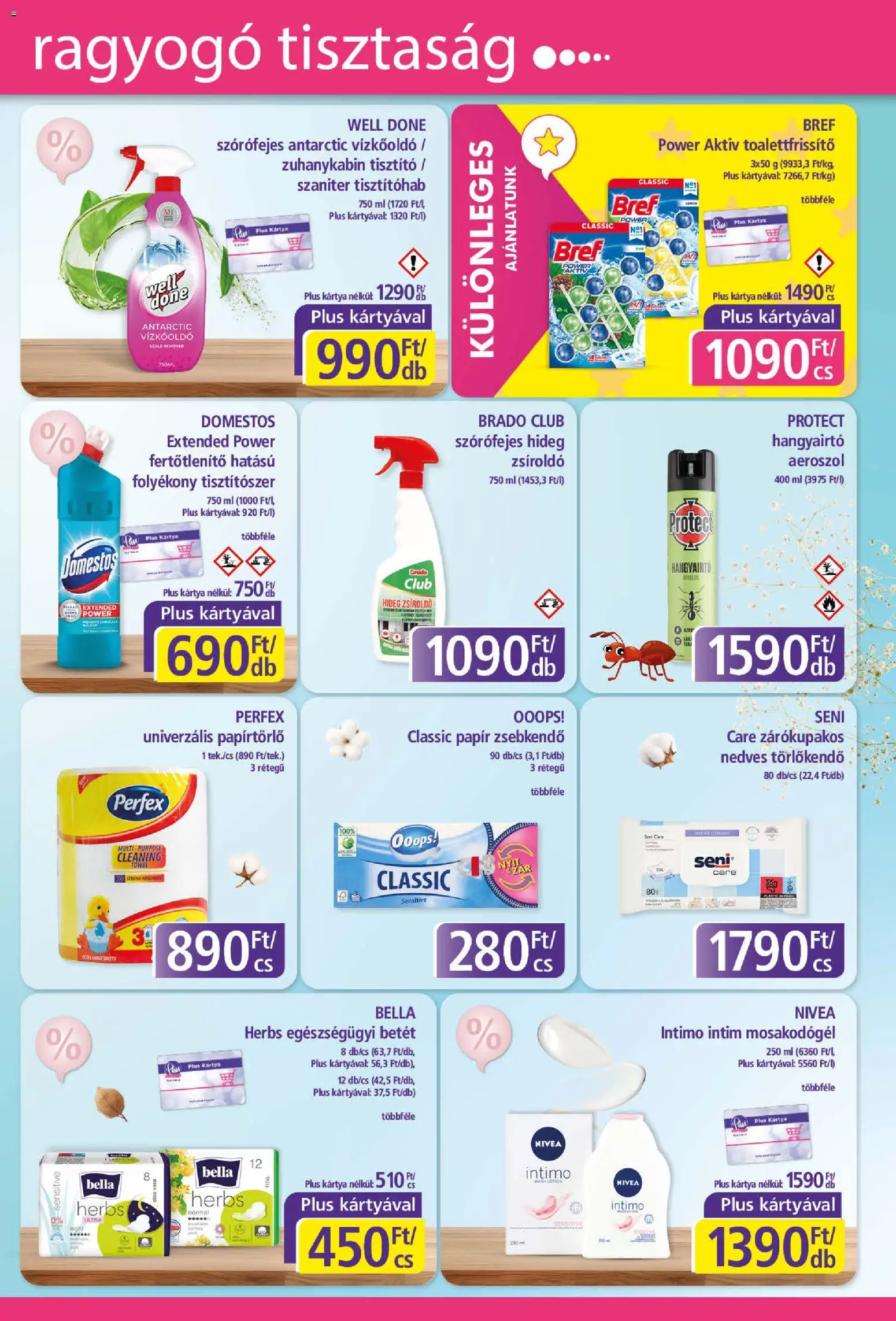 Plus Market akciós ujság - amely érvényes a következő dátumtól: 16.04.2026 | Oldal: 3 | Termékek: Papírtörlő, Vízkőoldó, Törlőkendő, Aloe vera