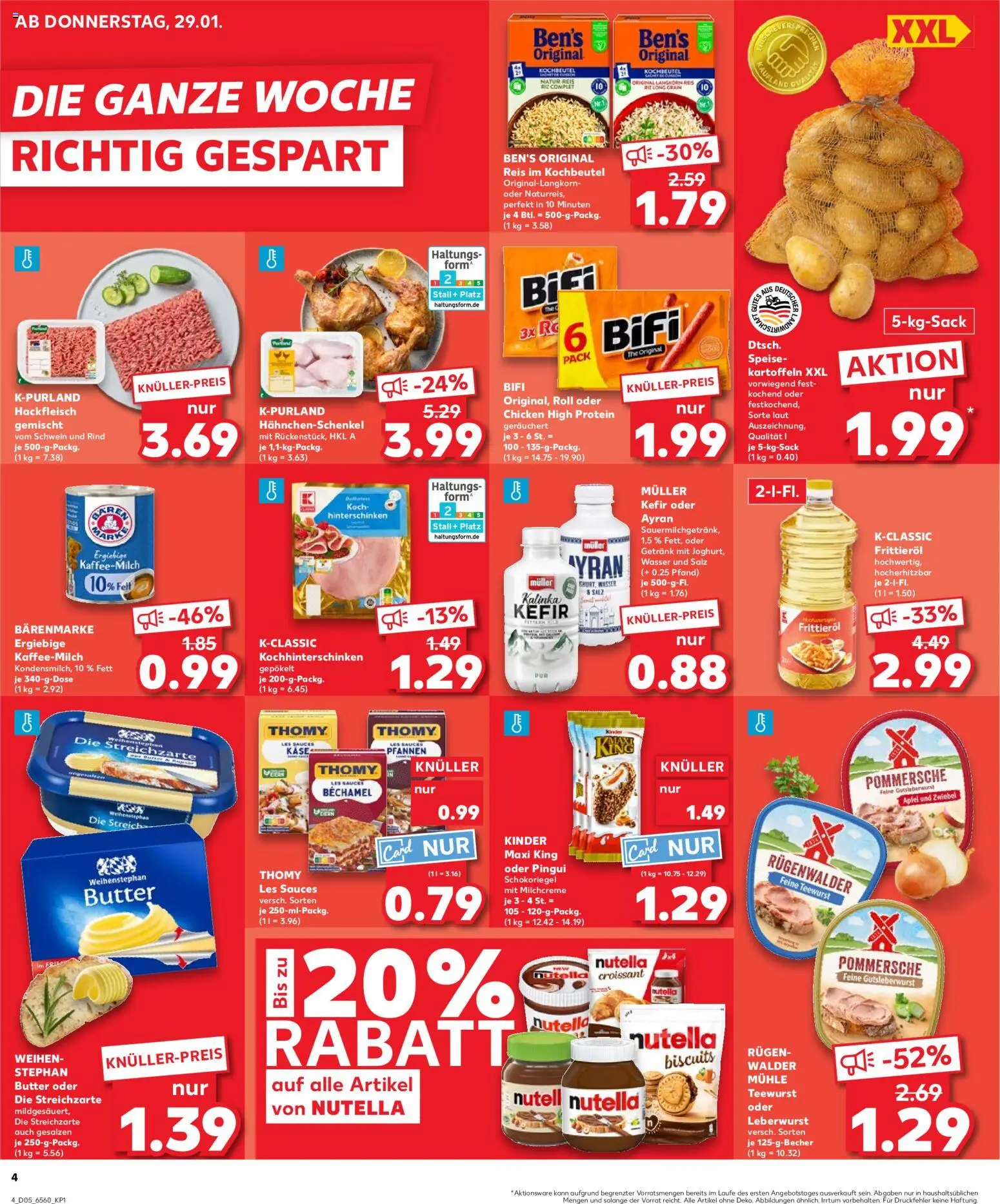 Kaufland prospekt Bremen	 – gültig ab 29.01.2026 | Seite: 4 | Produkte: Hahnchenschenkel, Butter, Äpfel, Salami