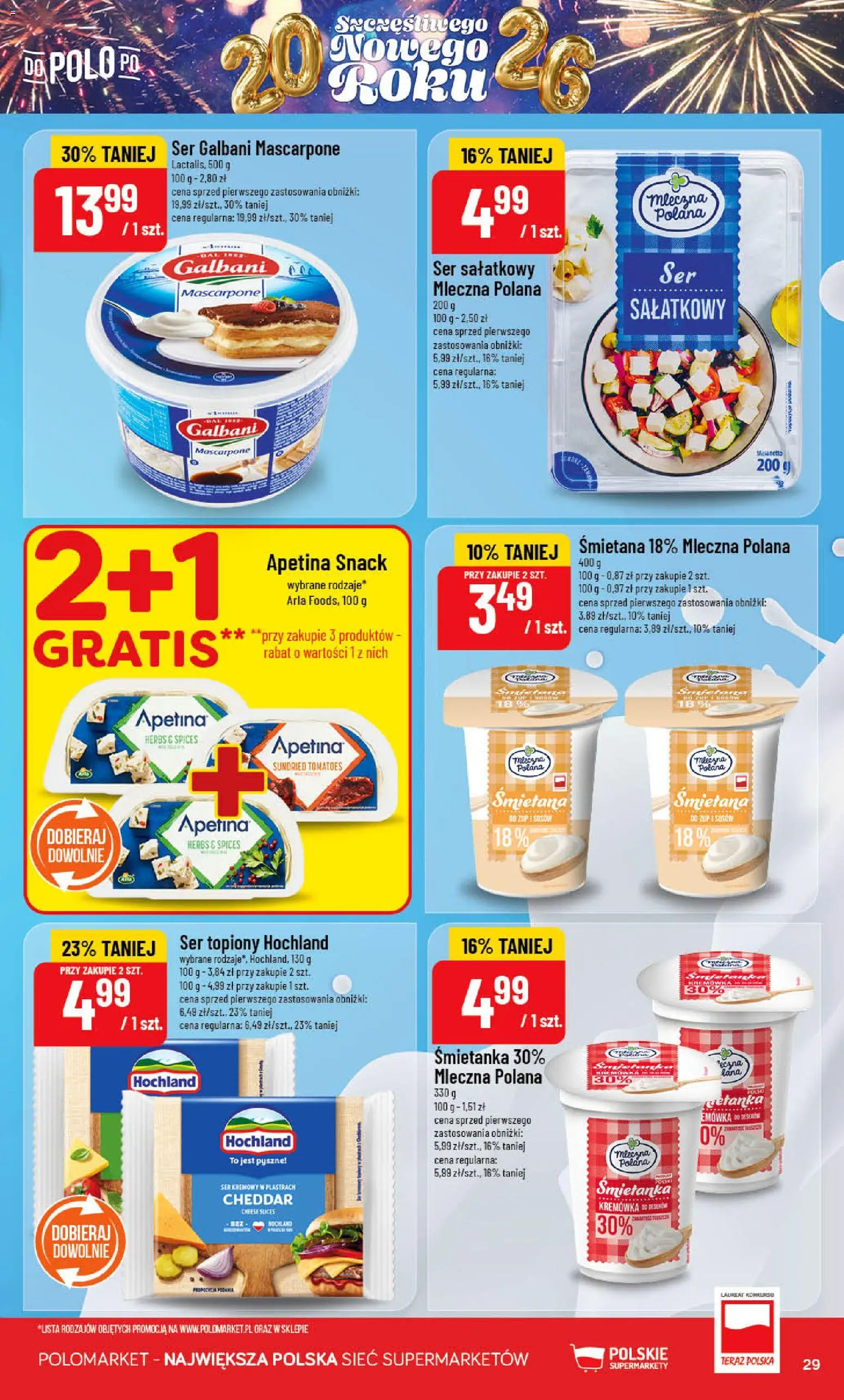 POLOmarket Gazetka od 27.12.2025 | Strona: 29 | Produkty: Ser topiony, Mascarpone, Ser, Cheddar