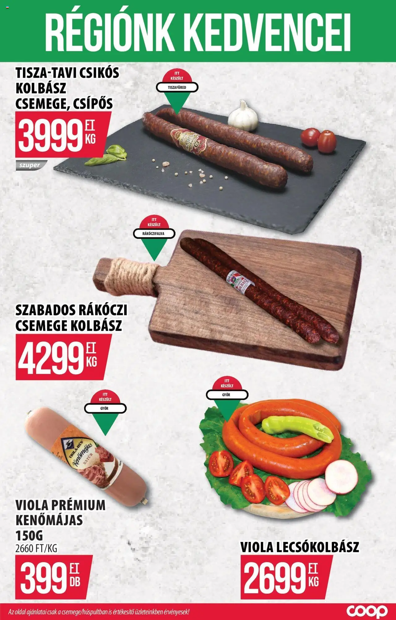 COOP Szolnok akciós ujság - amely érvényes a következő dátumtól: 09.10.2025 | Oldal: 5 | Termékek: Kolbász, Kenőmájas, Lecsókolbász