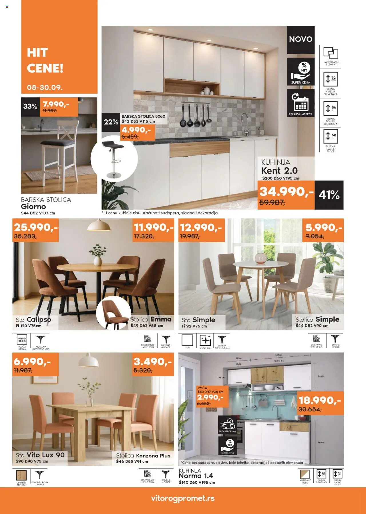 Vitorog katalog - važi od 08.09.2025 | Strana: 8 | Proizvode: Sto, Stolica, Kuhinja, Barska stolica