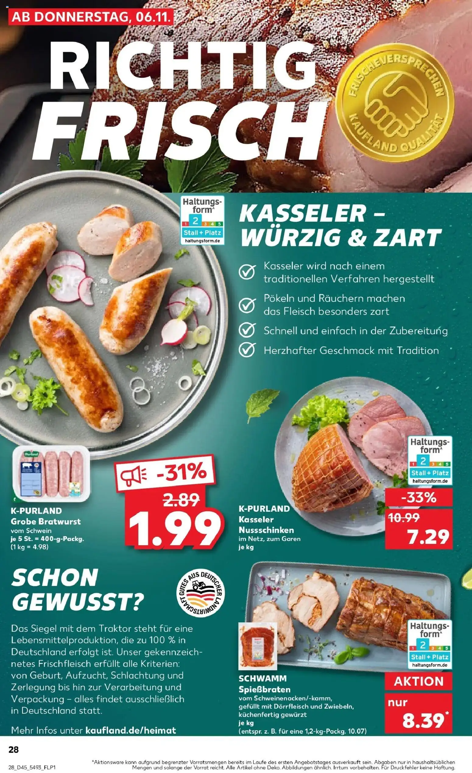 Kaufland prospekt Bad Aibling	 – gültig ab 10.11.2025 | Seite: 28 | Produkte: Bratwurst, Fleisch