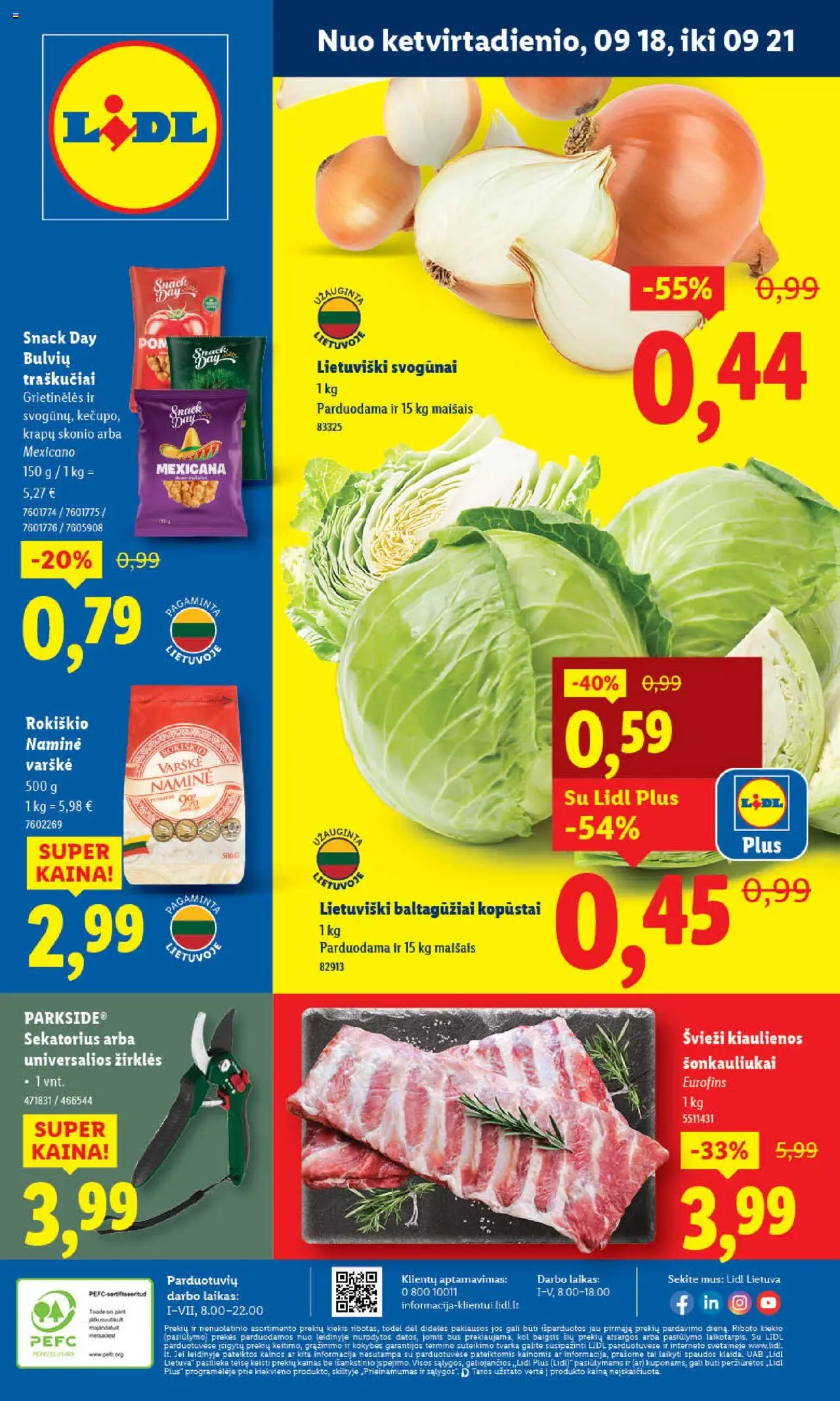 LIDL akcijos nuo 15.09.2025 | Puslapis: 44 | Prekių: Kiaulienos, Svogūnai, Varškė, Traškučiai