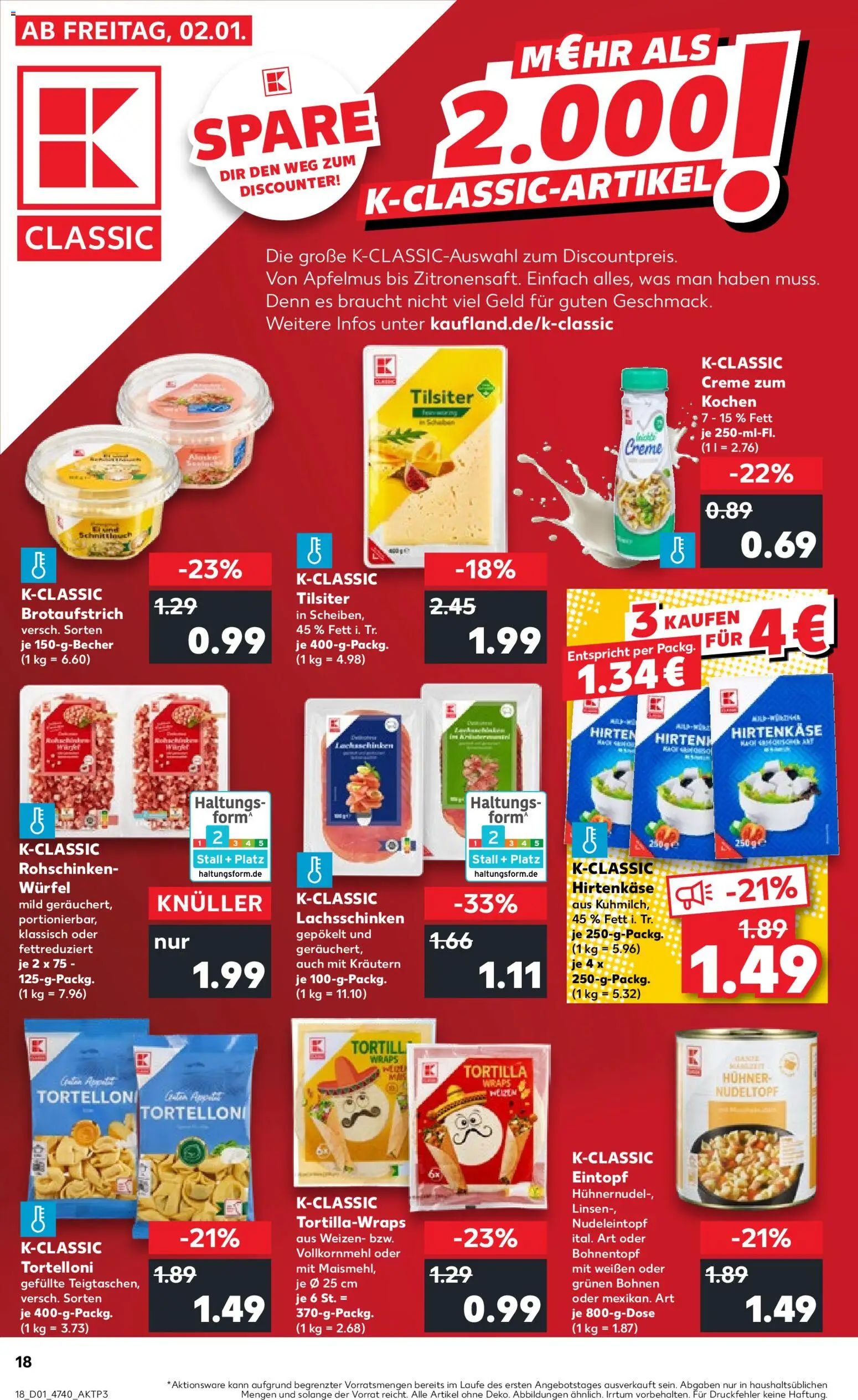 Kaufland prospekt Hannover	 – gültig ab 02.01.2026 | Seite: 18 | Produkte: Feta, Creme, Pasta