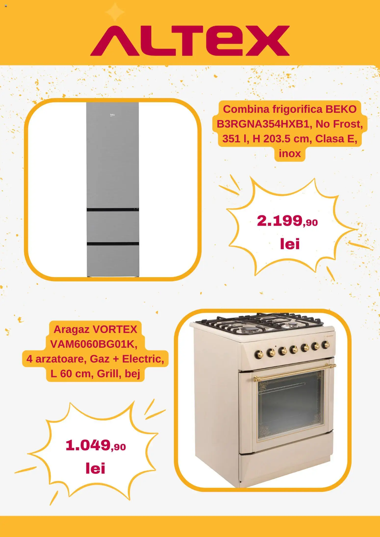 Noul catalog Altex – valabil de la 19.03.2026 | Pagină: 4 | Produse: Aragaz, Combină frigorifică