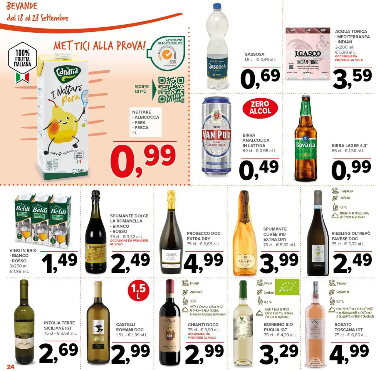 Volantino Todis del 18.09.2025 | Pagina: 24 | Prodotti: Prosecco, Vino, Pasta, Aperitivo